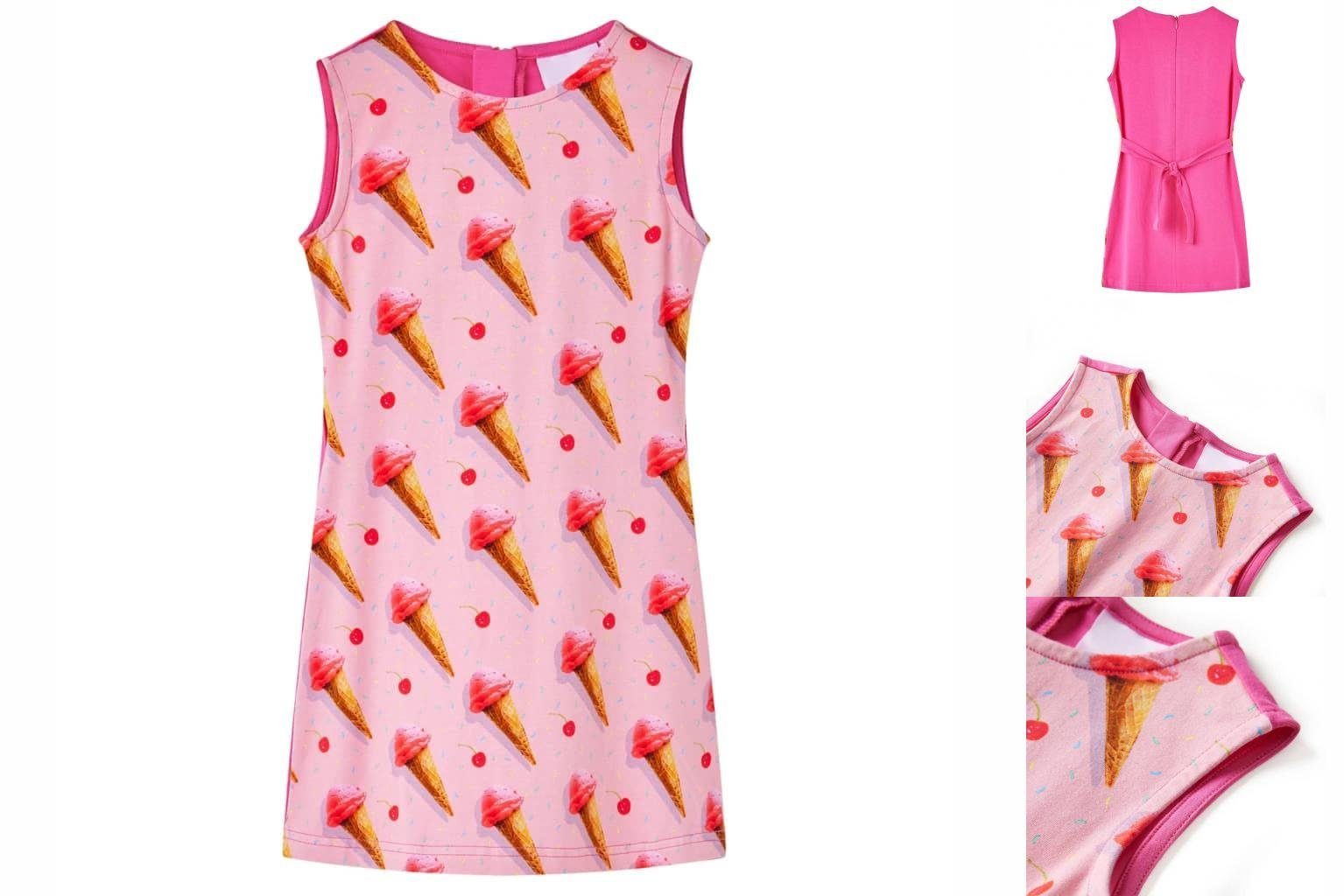 Knallrosa Kinderkleid Eiscreme-Motiv A-Linien-Kleid vidaXL 104 Kurz