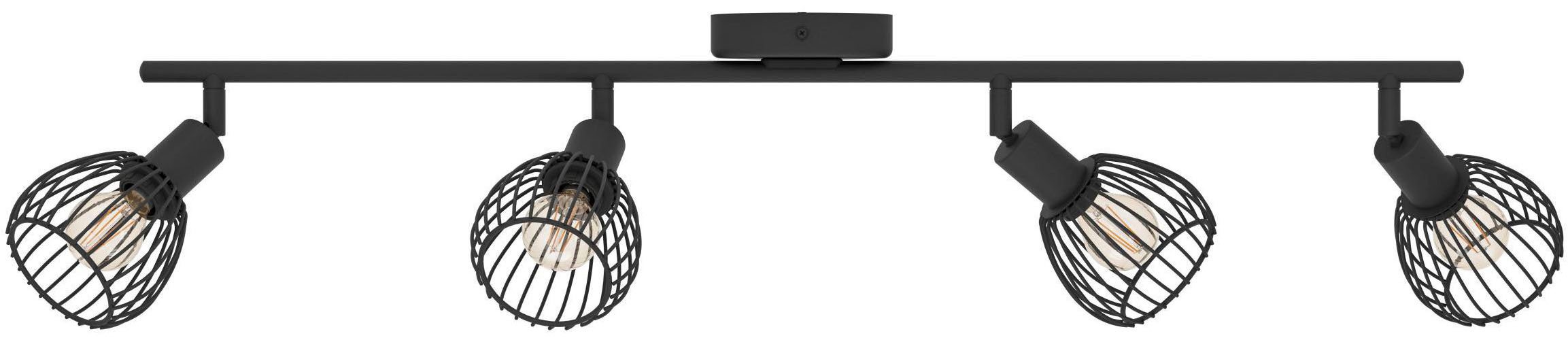 EGLO Deckenleuchte Sonnino Deckenlampe 4-fach, schwenkbare Spots, Metall, Deckenspot, E14, ohne Leuchtmittel, Spot - L78 x B10 x H18,5 cm - schwarz - 4X40W exkl.