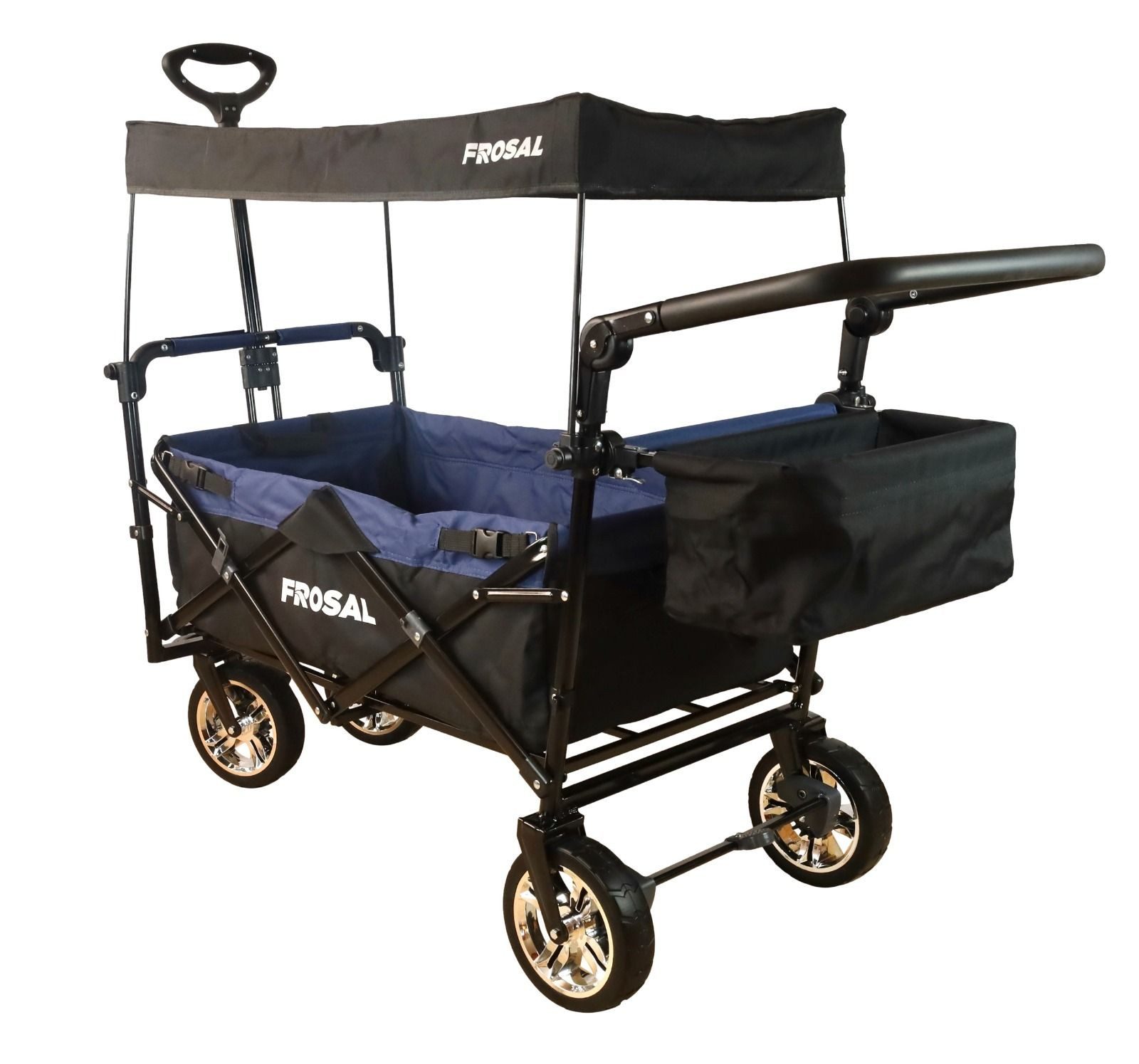 Frosal Bollerwagen Lars faltbar mit Dach, klappbar blau schwarz
