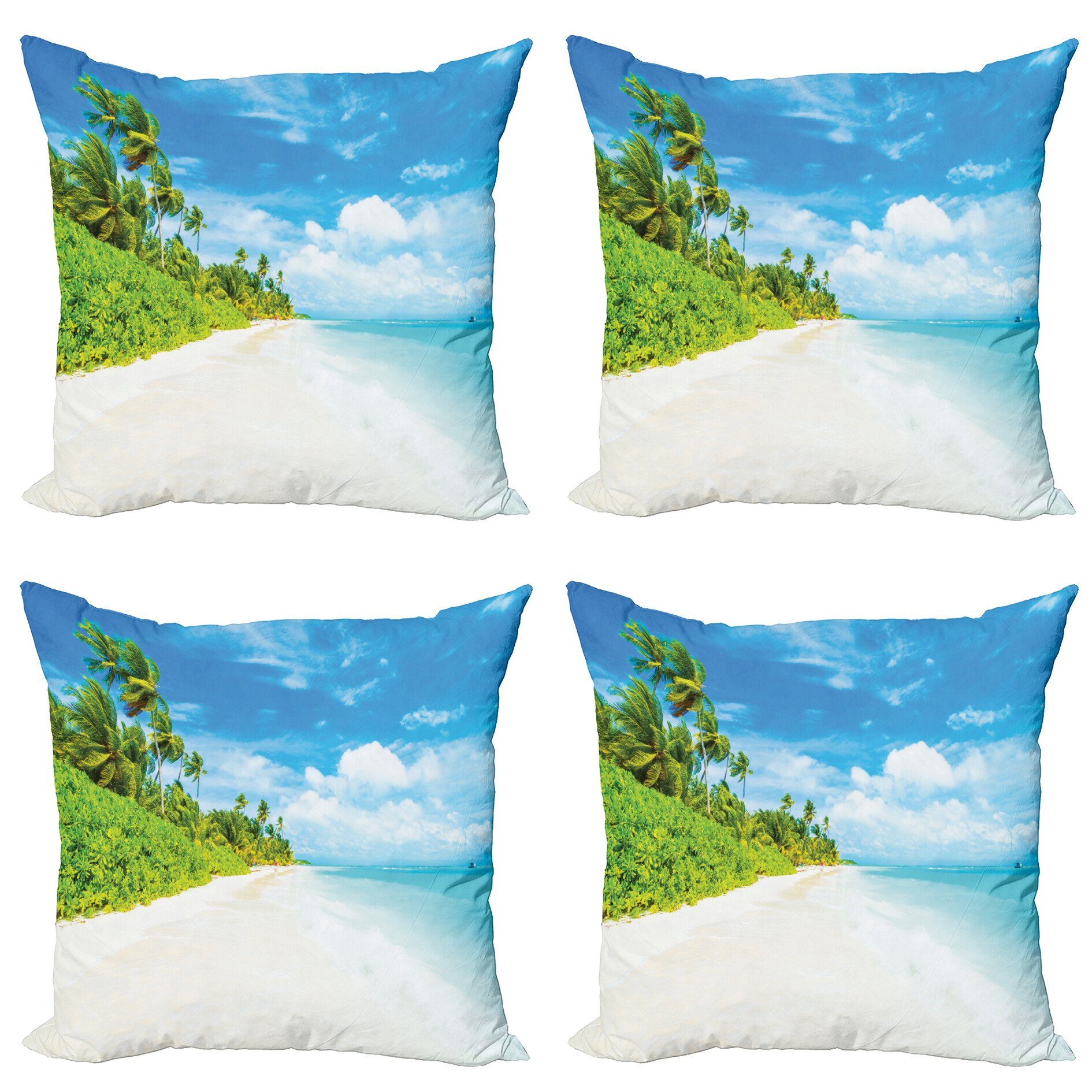 Kissenbezüge Modern Accent Doppelseitiger Digitaldruck, Abakuhaus (4 Stück), Ozean Strand Meer Exotische Palmen
