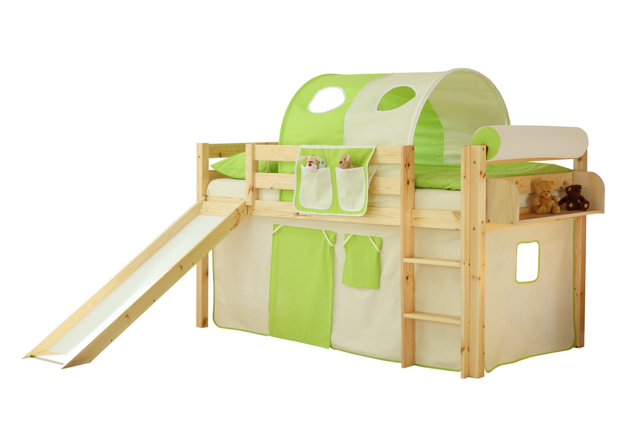 Ticaa Hochbett Rutschbett "Manuel" Kiefer Natur Classic