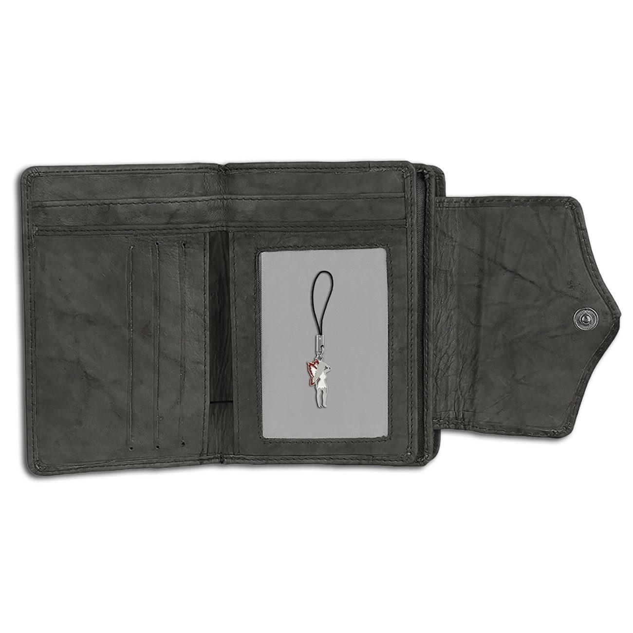 Money Maker Geldbörse Money Maker Damen Börse RFID (Portemonnaie, Portemonnaie), Damen Portemonnaie Echtleder Größe ca. 13cm, grau