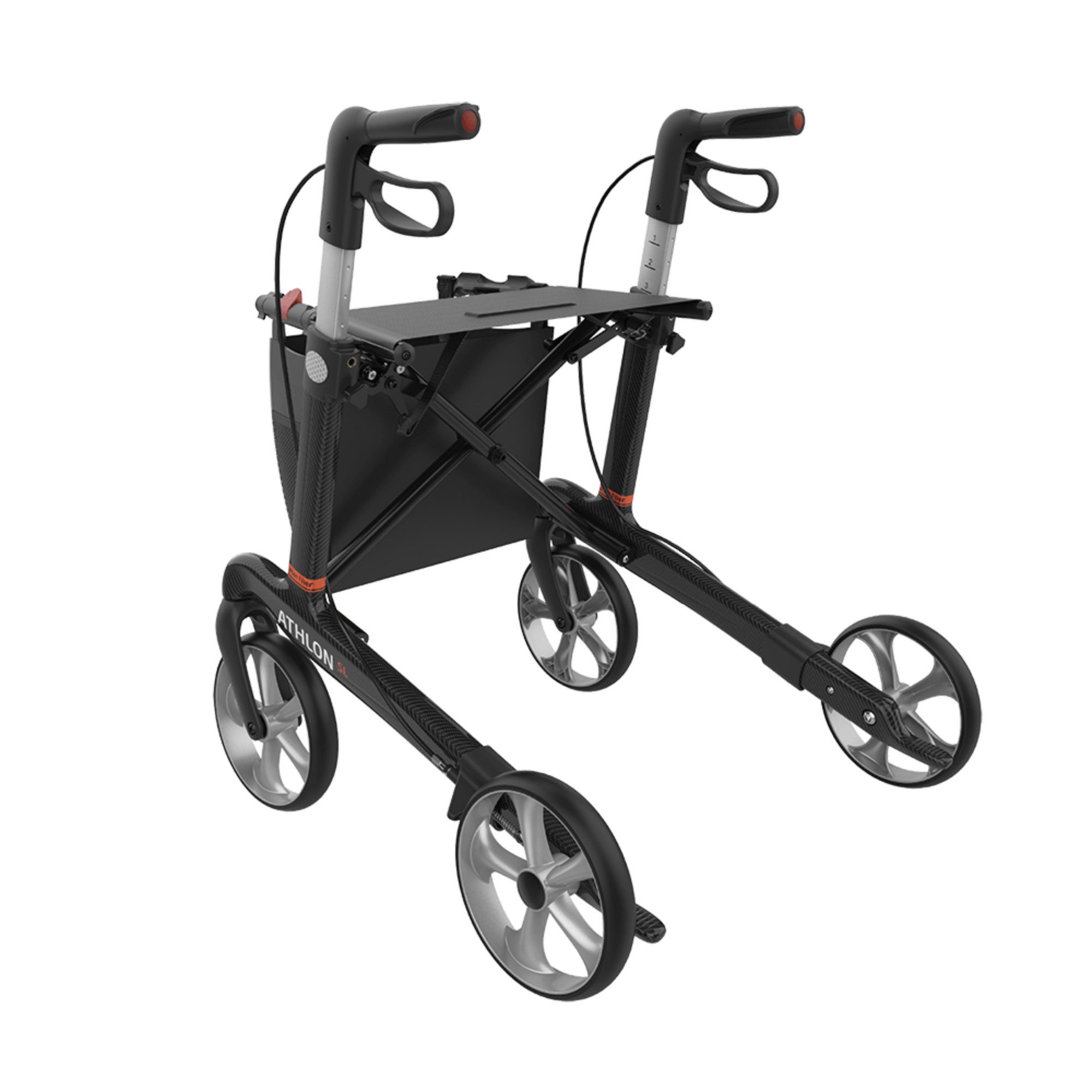 Rehasense Rollator Rehasense Athlon SL Carbon Rollator, Größe M, Carbonschwarz, TPE Räder, 8 Jahre Herstellergarantie
