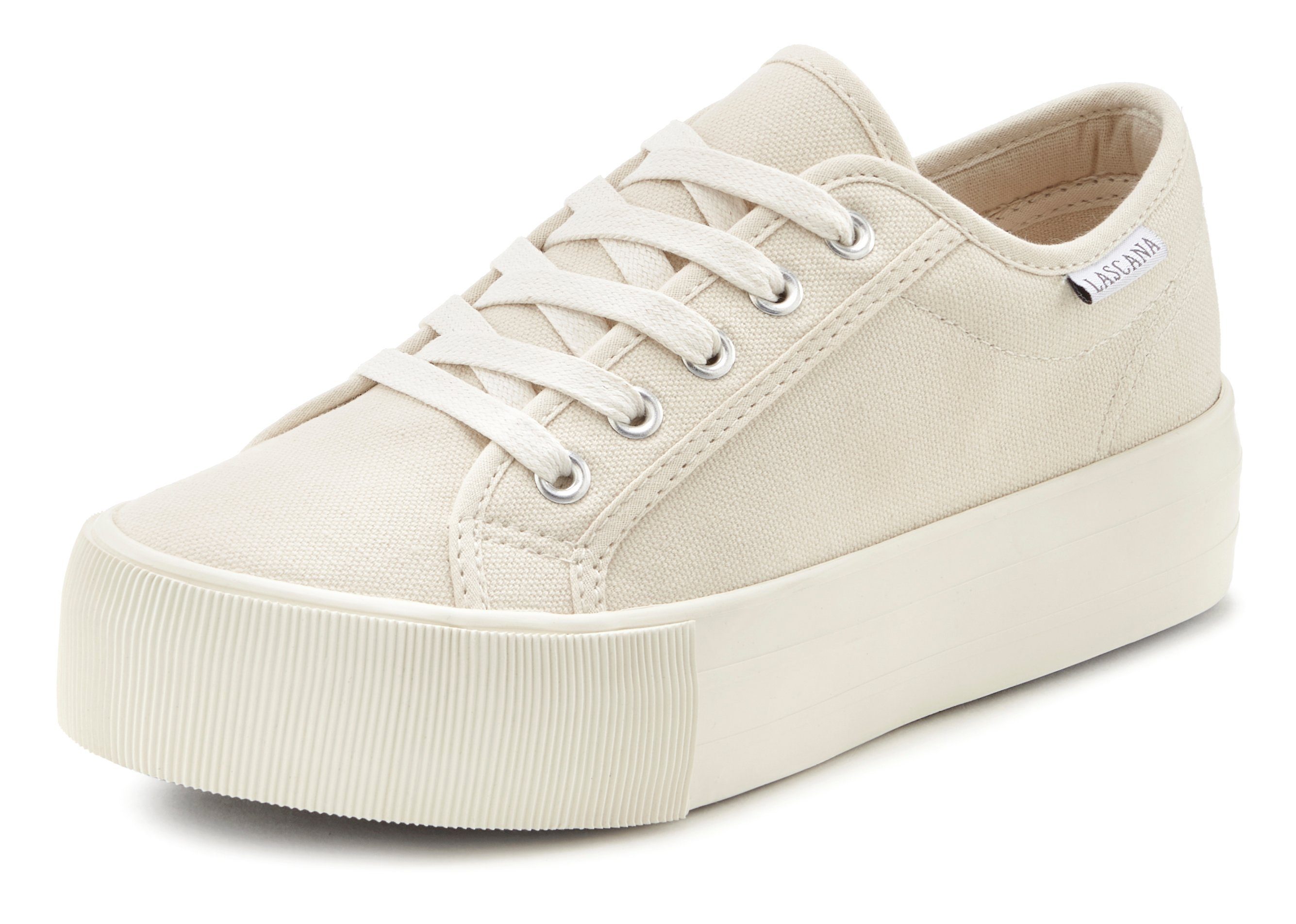 LASCANA Sneaker, Schnürhalbschuh, Freizeitschuh aus Textil mit Plateausohle günstig online kaufen