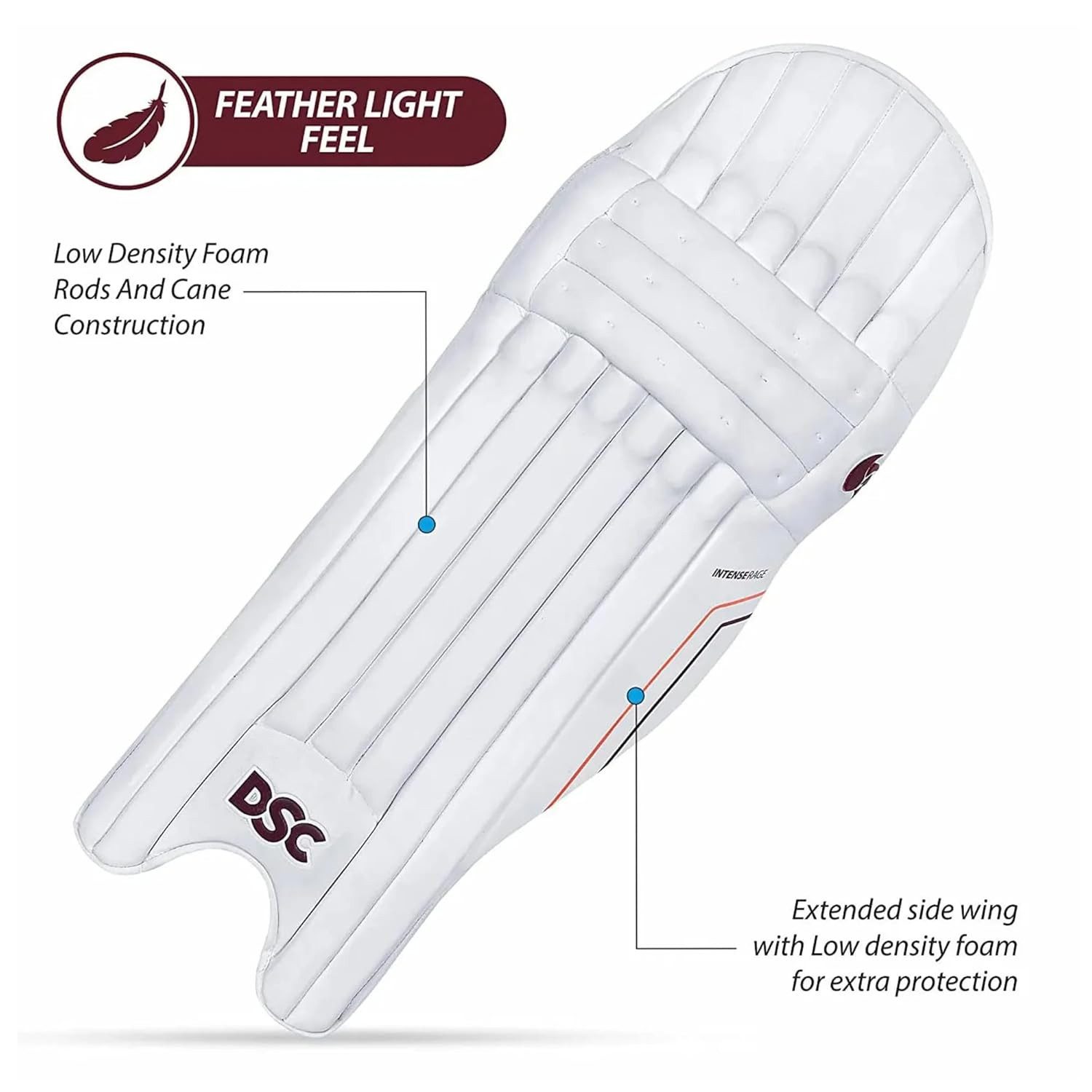 DSC Protektoren-Set Intense Rage Cricket-Schlagbeinschoner Für Männer & Jungen (Verkaufspaket: 1 Paar Batting Leg Guard, bietet erstklassigen Schutz und Komfort), Riemen mit gepolsterter Schnalle, Mit Stoff gefütterte Bolster