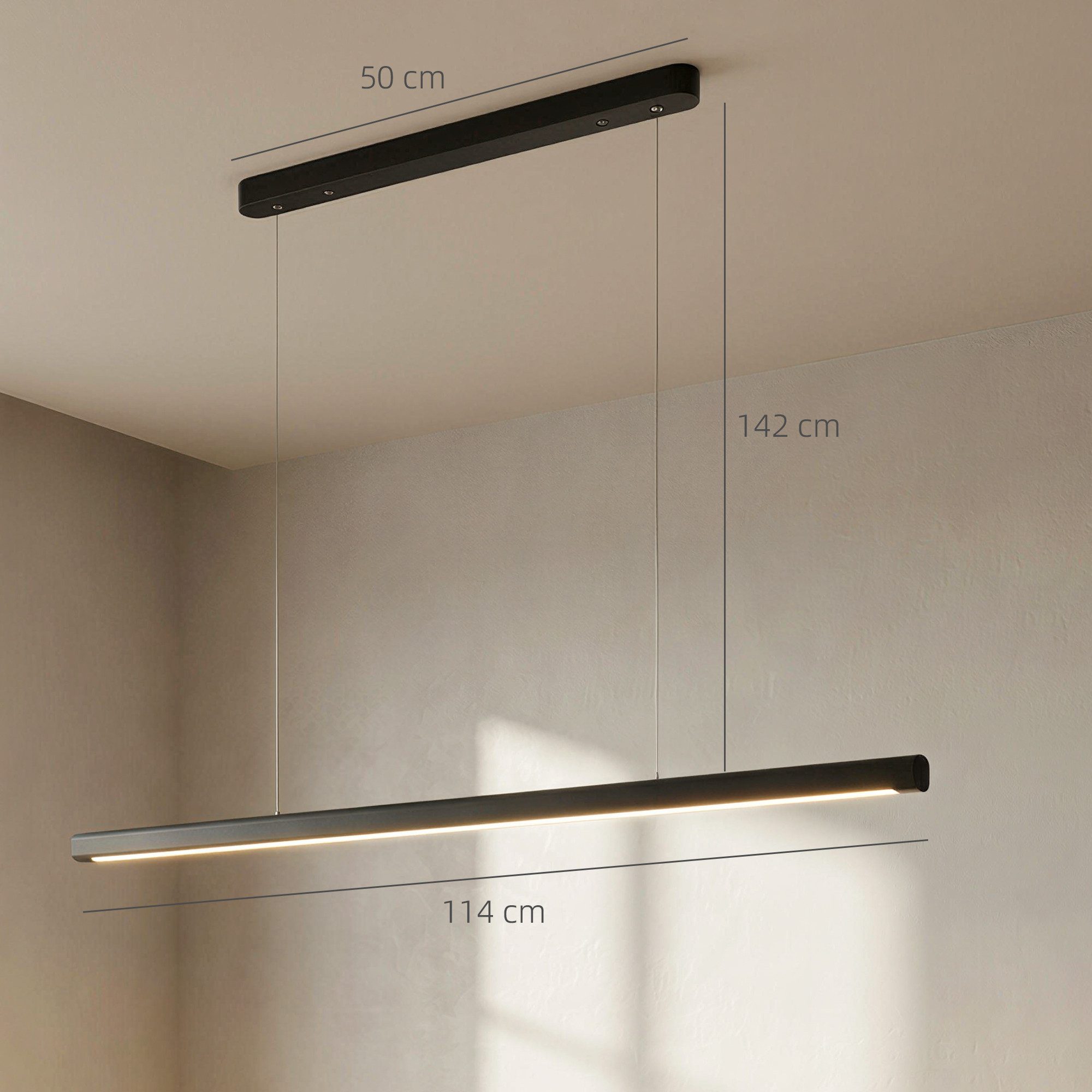 HOMCOM Pendelleuchte LED Pendelleuchte dimmbar höhenverstellbar, Dimmfunktion, Farbwechsel, Nachtlichtfunktion, LED fest integriert, Warmweiß, Kaltweiß, Neutralweiß, Wohnzimmerlampe Hängend für Esstisch Esszimmer