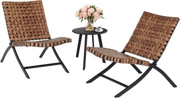 Grand patio Gartenlounge-Set mit 2 klappbar Rattan Stühle und 1 Beistelltisch, (Set, 3-tlg., 1 Tisch mit 2 Stühlen)