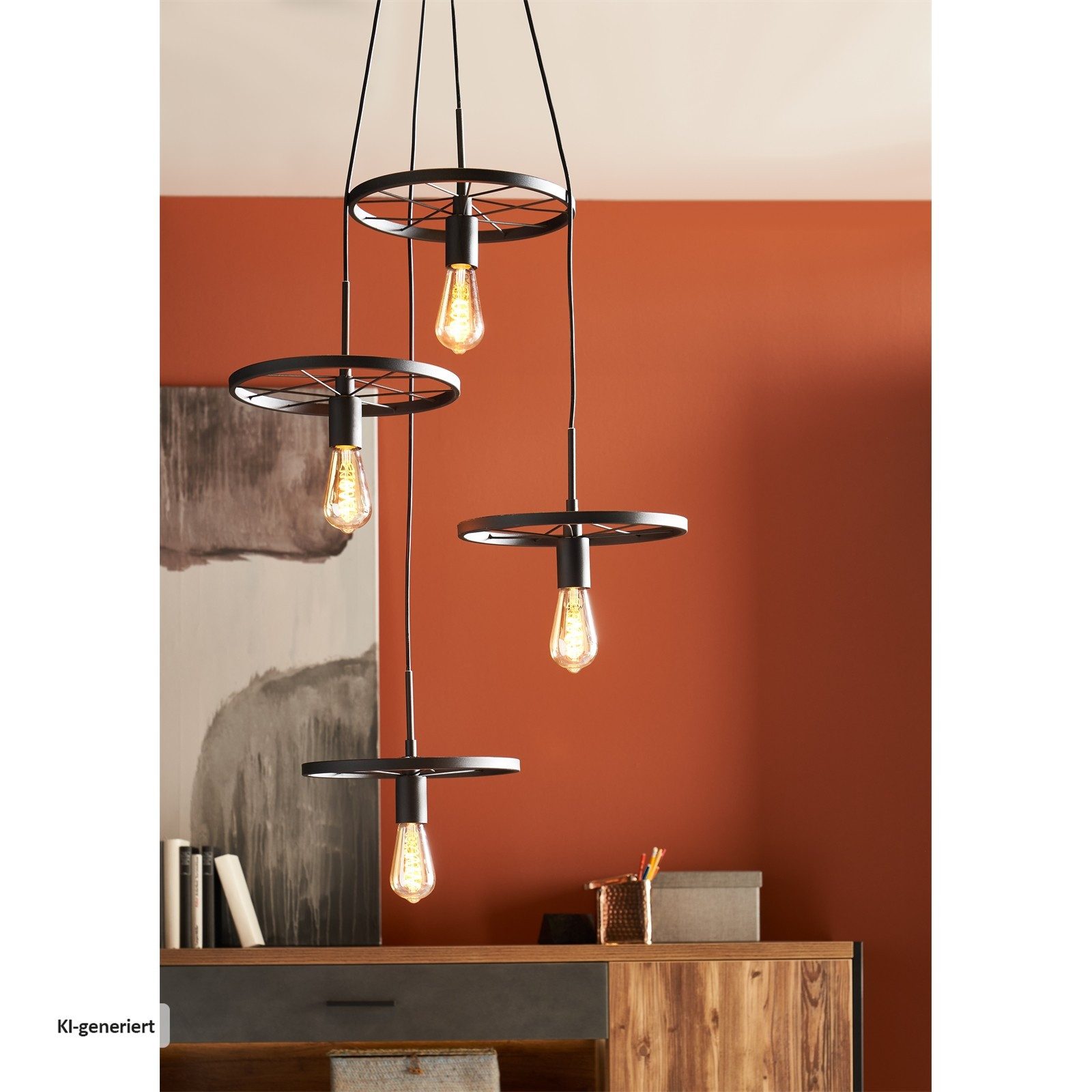 NOWA Pendelleuchte Pendelleuchte 4-flammig Spike, ohne Leuchtmittel, Deckenlampe Fahrradoptik Industrial