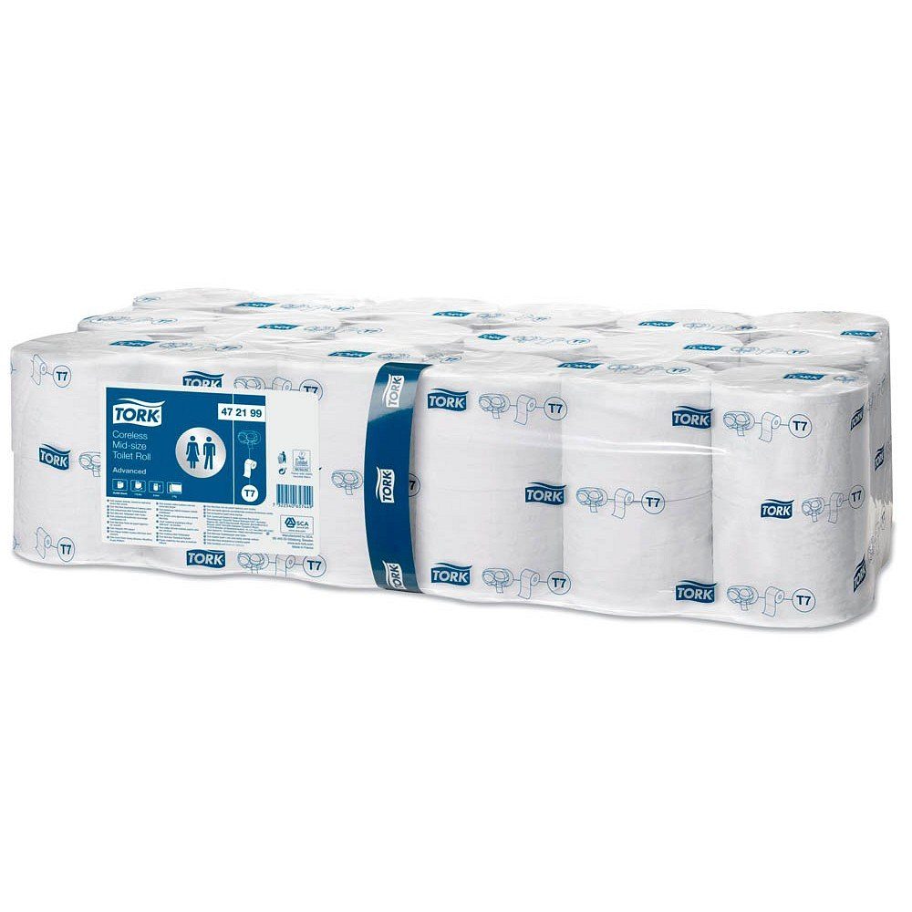 TORK Toilettenpapier 36 Rollen Toilettenpapier T7 Advanced hülsenlos 2-lagig weiß, Hülsenlos; 2-lagig; perforiert nach 11,5 cm