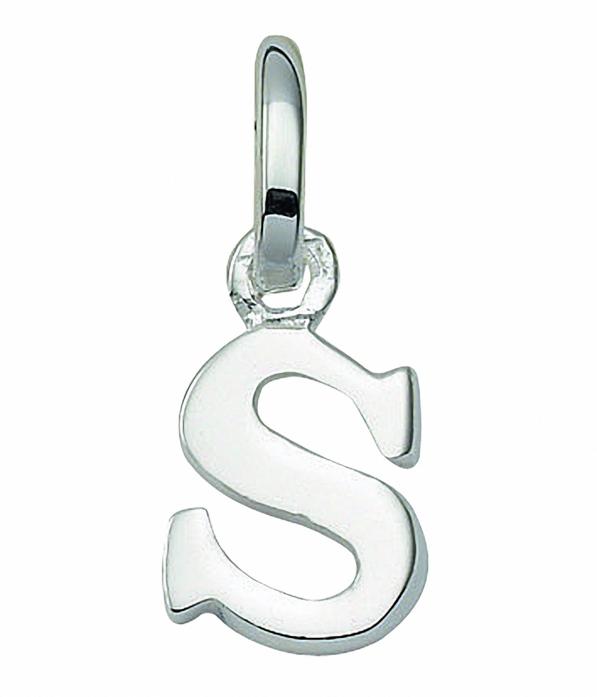 Adelia´s Namenskette Halskette - Namenskette mit Buchstabenanhänger S aus 925 Silber, Schmuckset mit bis 45 cm stufenlos verstellbarer 925 Silber Halskette