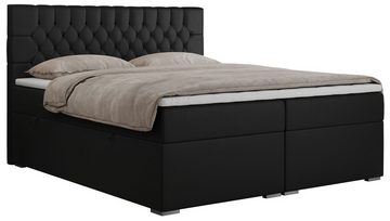 MKS MÖBEL Boxspringbett PERA, Doppelbett mit Multipocket-Matratze- Polsterbett mit Kopfstütze