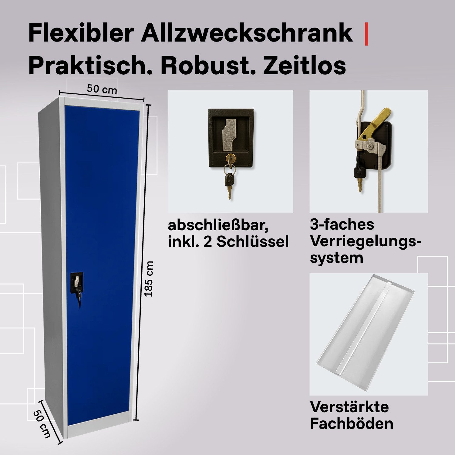 LagerZwei Aktenschrank Stahlschrank 185x50x50 cm abschließbar