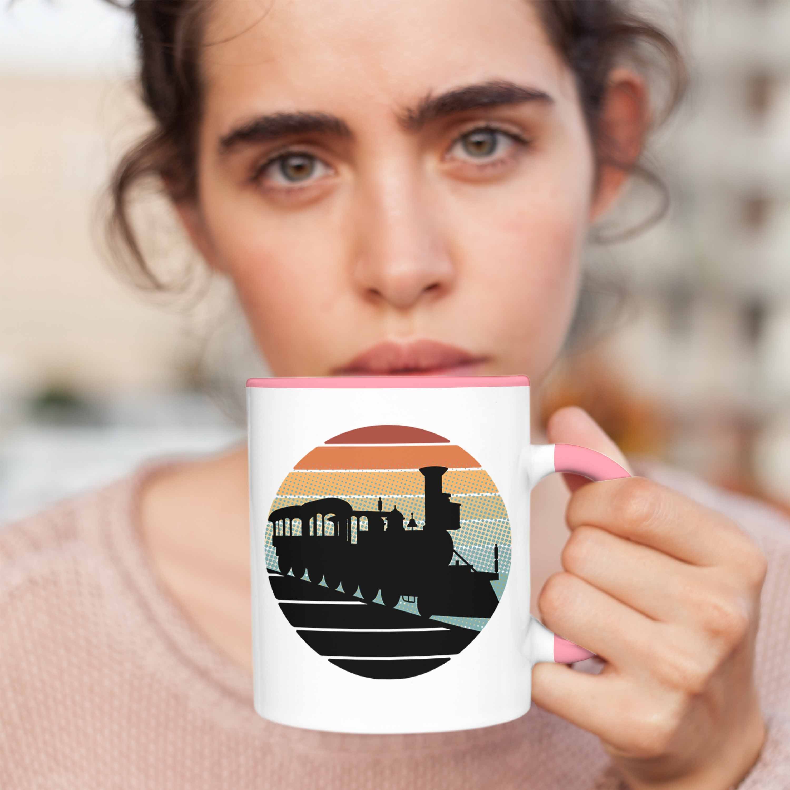 Geschenk Rosa Trendation für Lustige Grafik Eisenbahn Tasse Tasse Vintage Eisenbahner