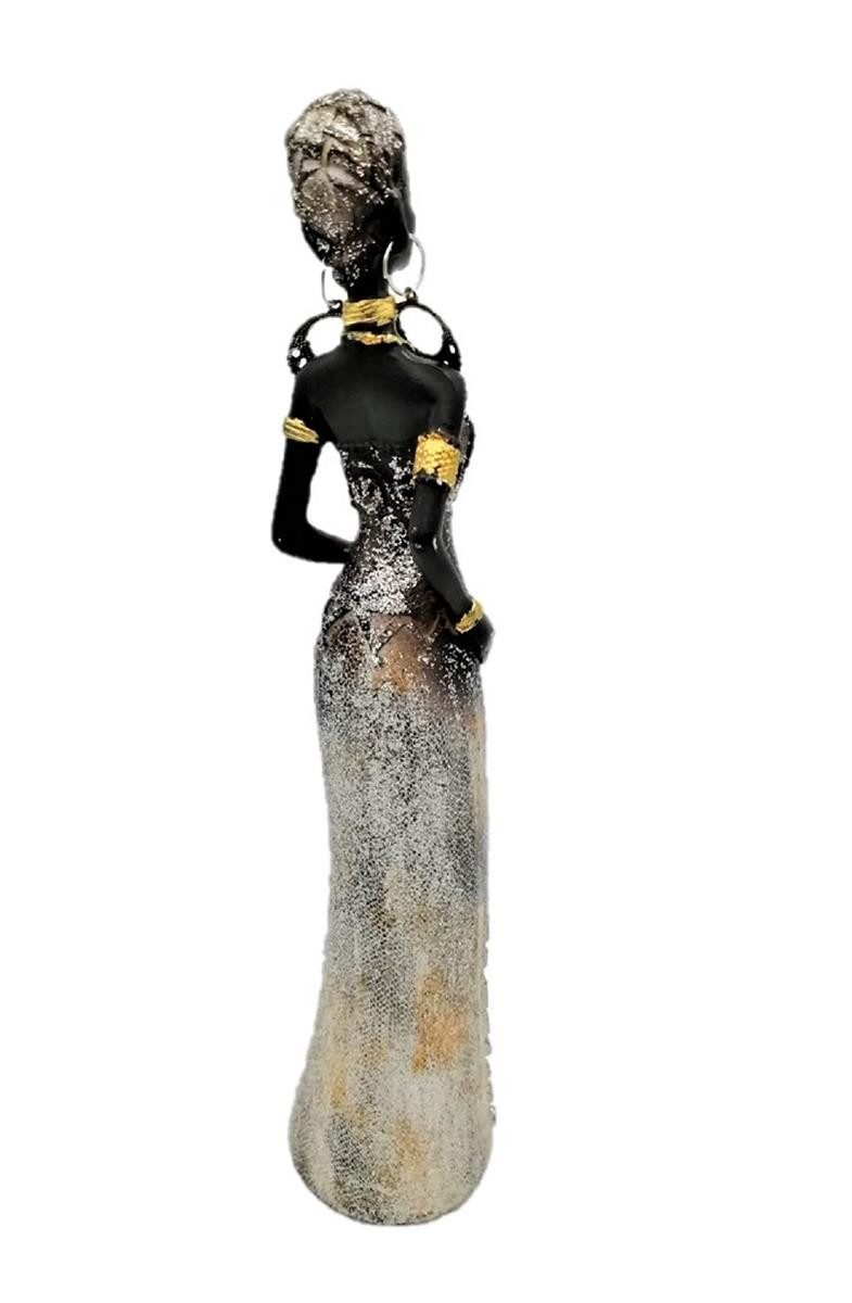 Geschenkestadl Afrikafigur Afrikanische Frau mit Wasserkrug Kunstfigur 24 cm Wohnkunst Deko (Spar-Set, 1 St., 1 Afrikanerin mit tollem Schmuck und Wasserkrug),  – Bild 4 von 5