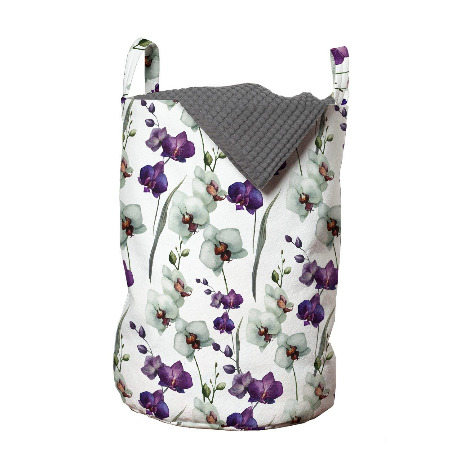 Abakuhaus Wäschesäckchen Wäschekorb mit Griffen Kordelzugverschluss für Waschsalons, Blume Wild Orchid Bloom