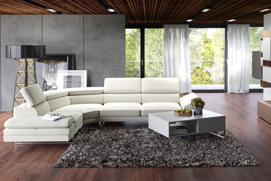 JVmoebel Ecksofa Ecksofa L Form Sofa Couch Design Couchen Polster Textil, Made in Europe Weiß