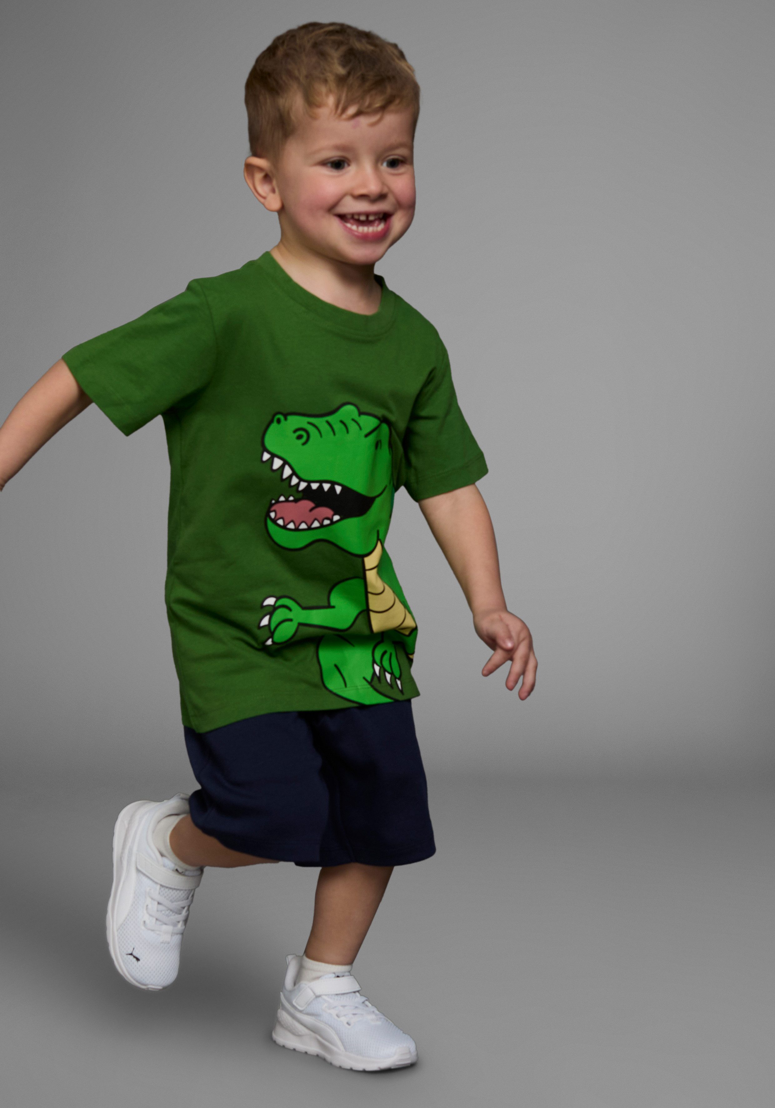 Codkkre Jungen T-Shirt Baumwolle 2er Pack Dinosaurier T Shirt Kurzarm Kinder Rundhals Sommer Tops Für Jungs 3-8 Jahre, Blau Auto/Dunkelblau Dino, 98