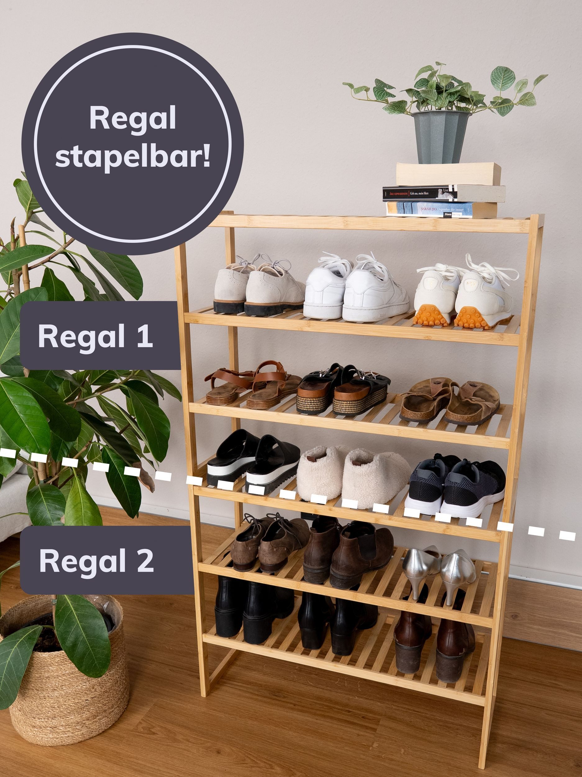 Meramie Schuhregal Bambus, stapelbar, 3 Etagen günstig online kaufen