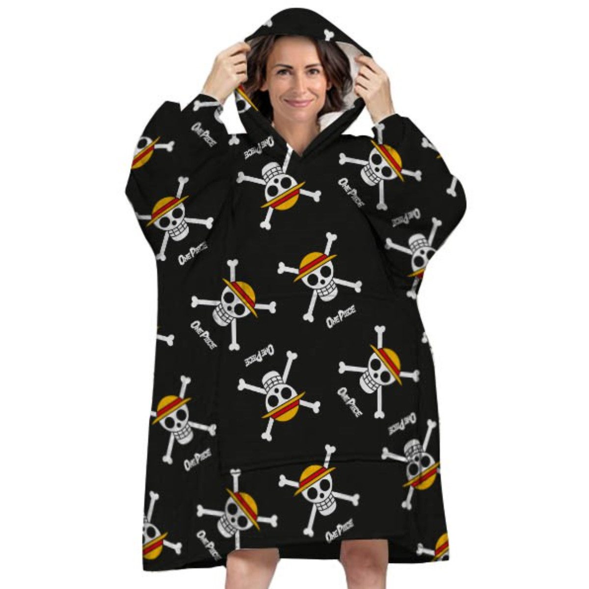 Aymax sprl Fleeceponcho One Piece Poncho – Sweat Kapuzenponcho Coral Fleece für Erwachsene