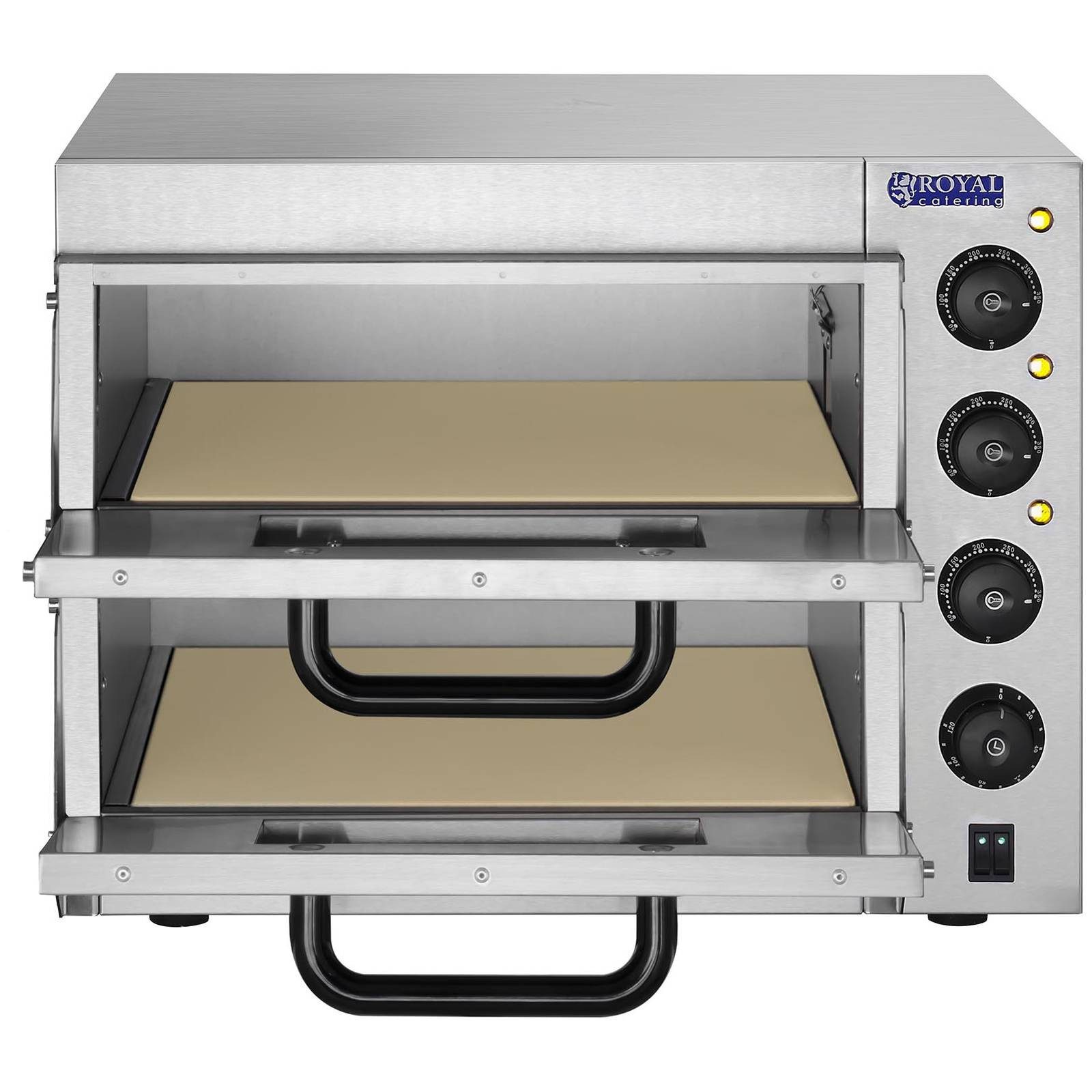 Royal Catering Pizzaofen Pizzabackofen 2 Kammern Ø 40 cm Pizzabäcker Timer 120 min Schamotte