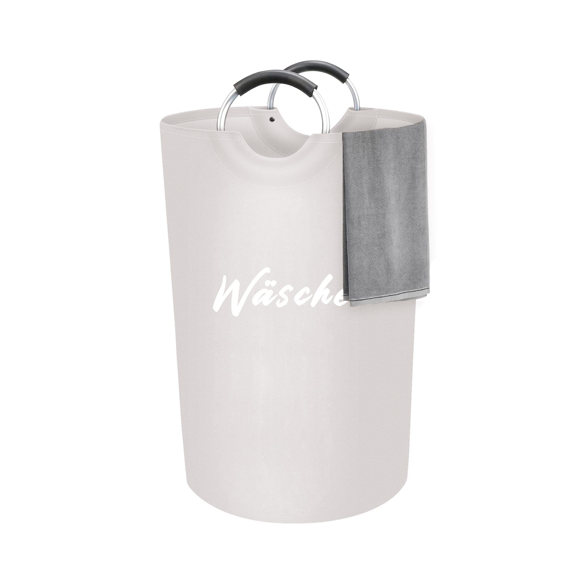 hausleben Wäschekorb Großer 90L Wäschesammler mit Aluminiumgriffen, faltbar (Set, 1 St., Set enthält: 1 Wäschesammler), faltbar mit wasserabweisender PE-Beschichtung