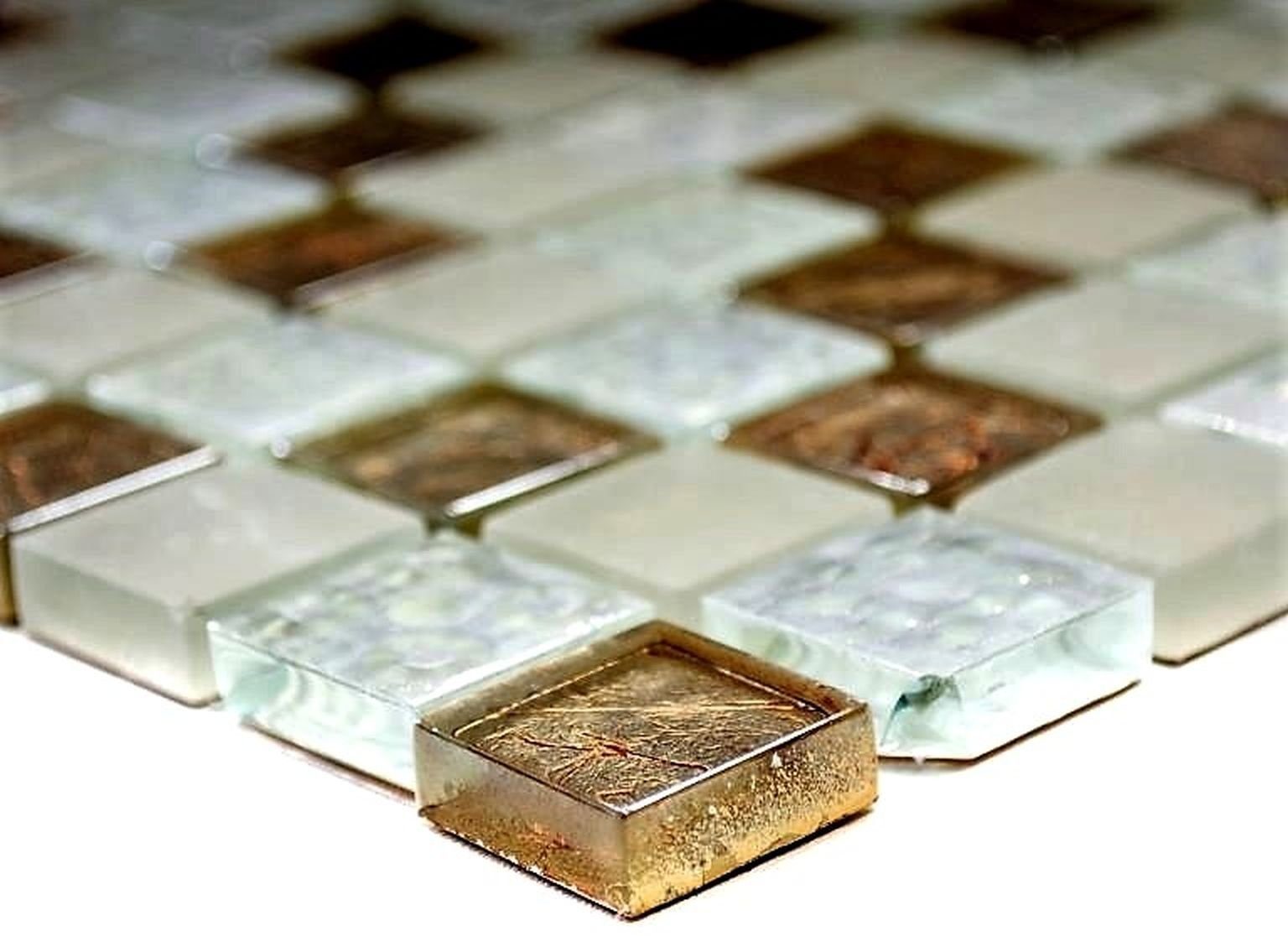 Thumbnail - Mosani Mosaikfliesen Lüster Luxus Deluxe Glasmosaik Mosaikfliesen Crystal champagner