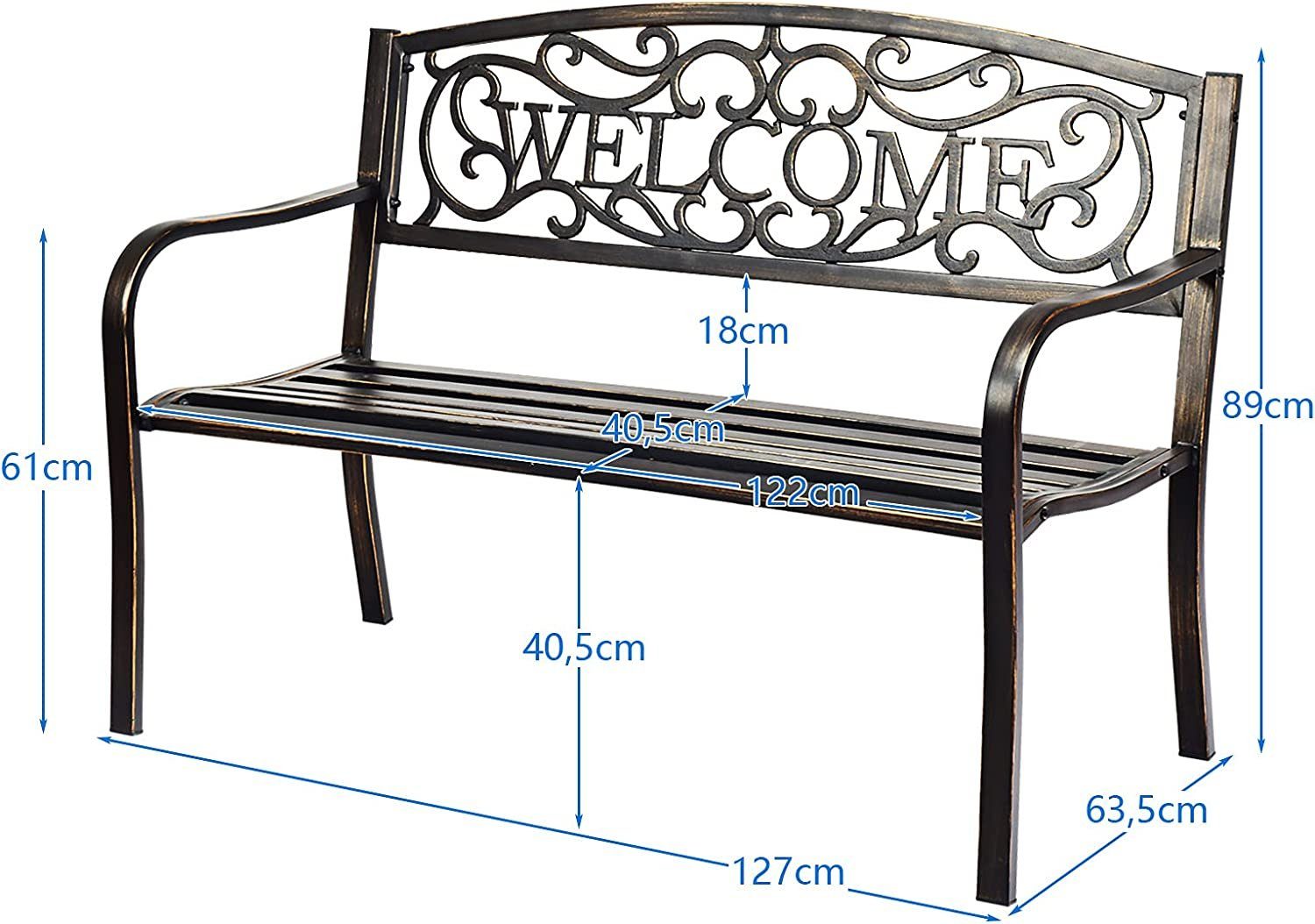 KOMFOTTEU Gartenbank Parkbank, Bronze Sitzer,bis kg 320 3 zu