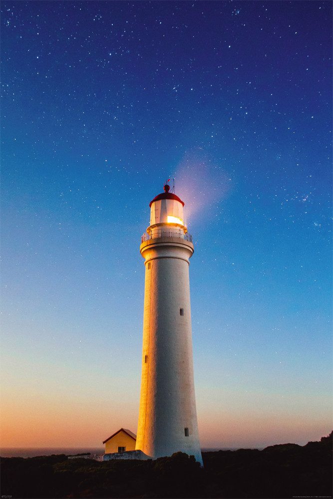 Poster Leuchtturm - Poster - Sternenhimmel