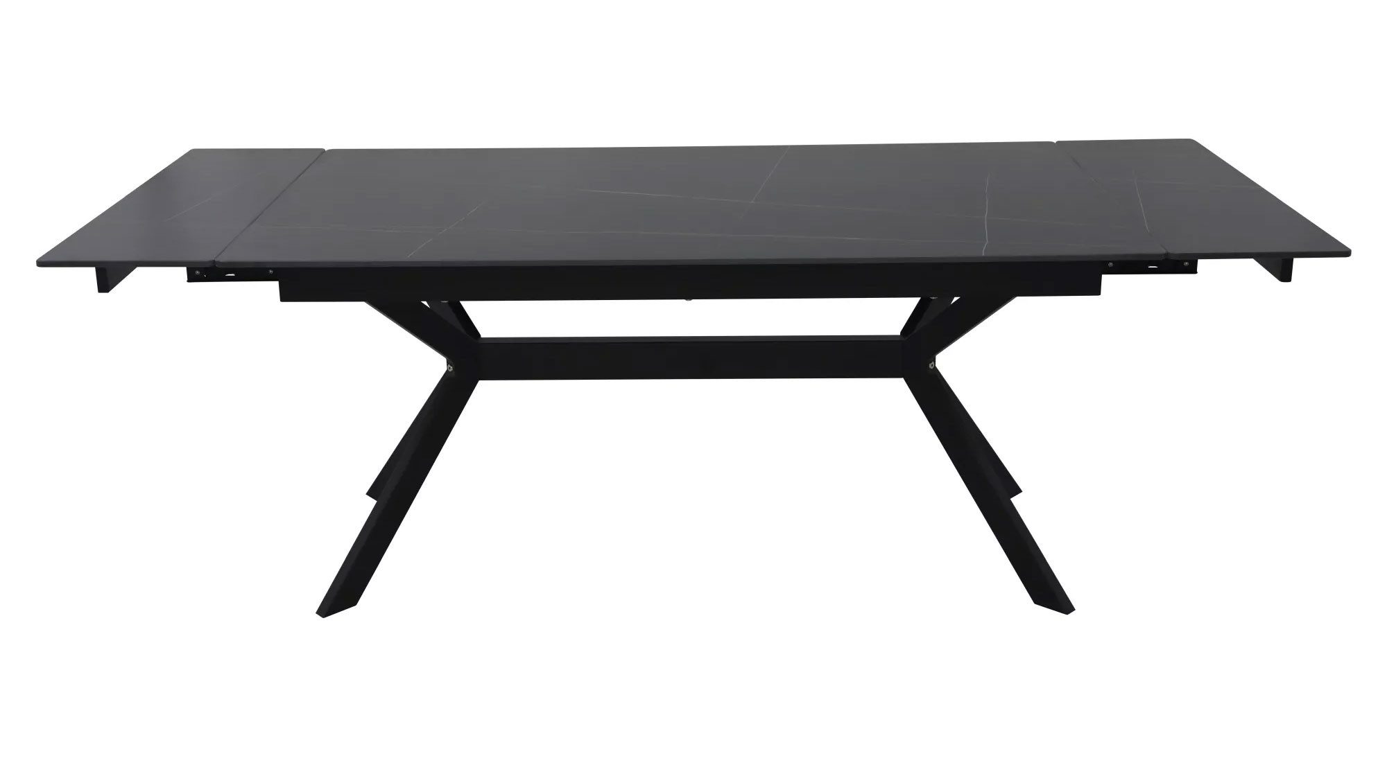 Feldmann-Wohnen Esstisch Imperia (Tischplatte ausziehbar bis 220cm, 1-St., Marmor Optik, Tischplatte aus Keramik), 160-220x90x75cm schwarz Marmor matt / schwarz matt ausziehbar