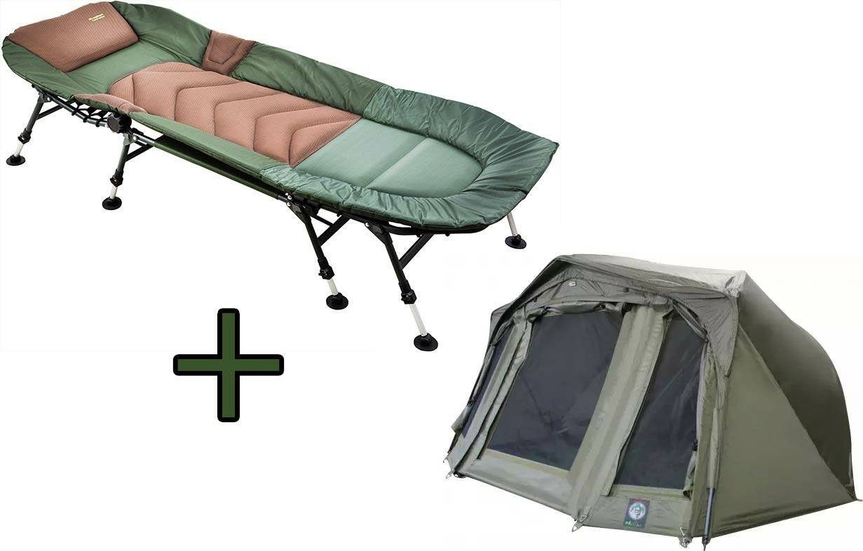 Angelzelt Karpfenset: Joker Brolly + Karpfenliege 5 Seasons