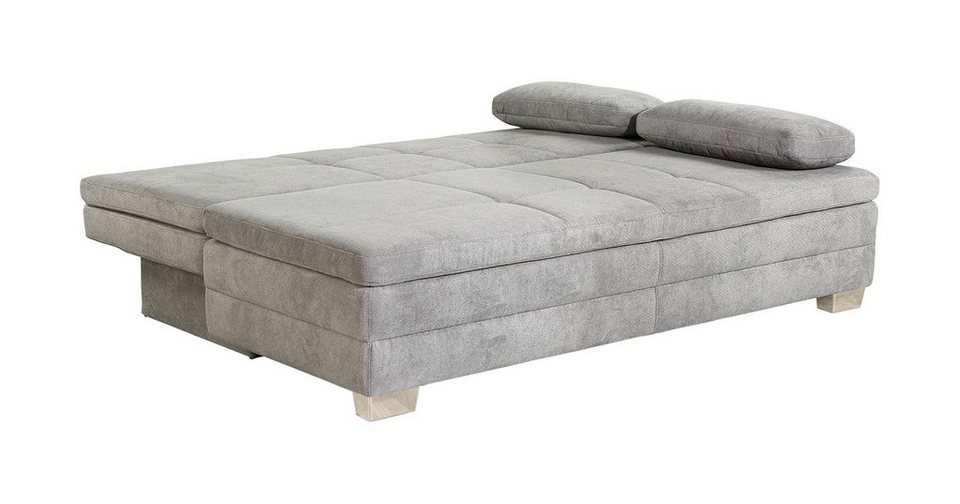 Jockenhöfer Gruppe Schlafsofa LINDAU, B 203 cm x T 106 cm, Hellgrau,  Flachgewebebezug, Schlaffunktion, mit Bettkasten und Kissen