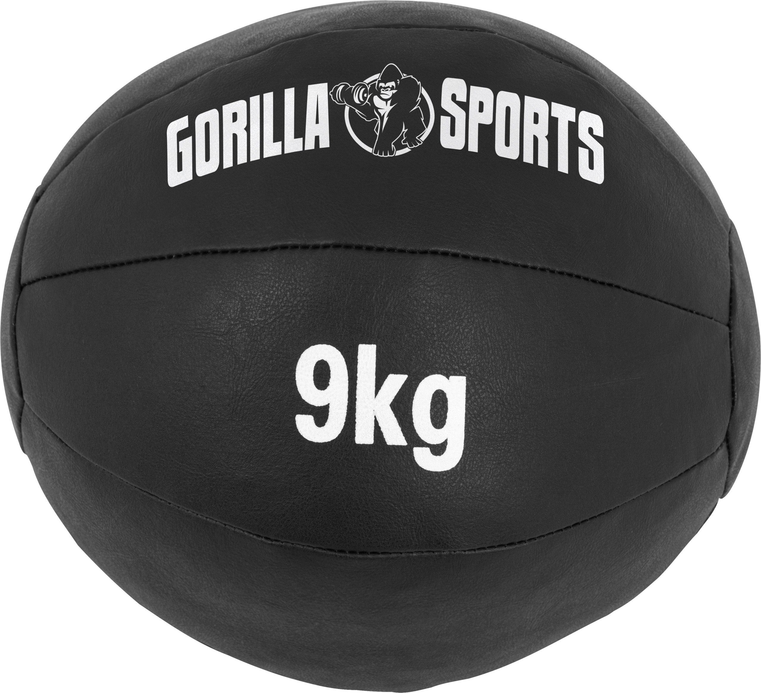 GORILLA SPORTS Medizinball Einzeln/Set, 29cm, aus Leder, Trainingsball, Fitnessball, Gewichtsball 9 kg