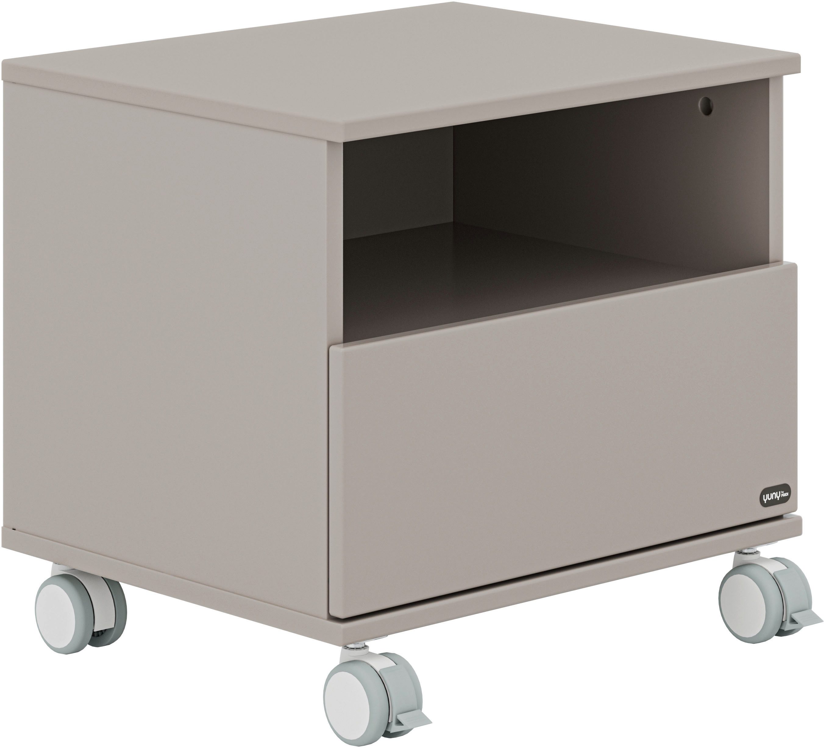 YUNY by PAIDI Nachtkommode BROTHER STU mit Ablagefach und Schublade (B/H/T ca. 48x45x40cm, Taupe), feststellbarer Rollcontainer, Soft-Close