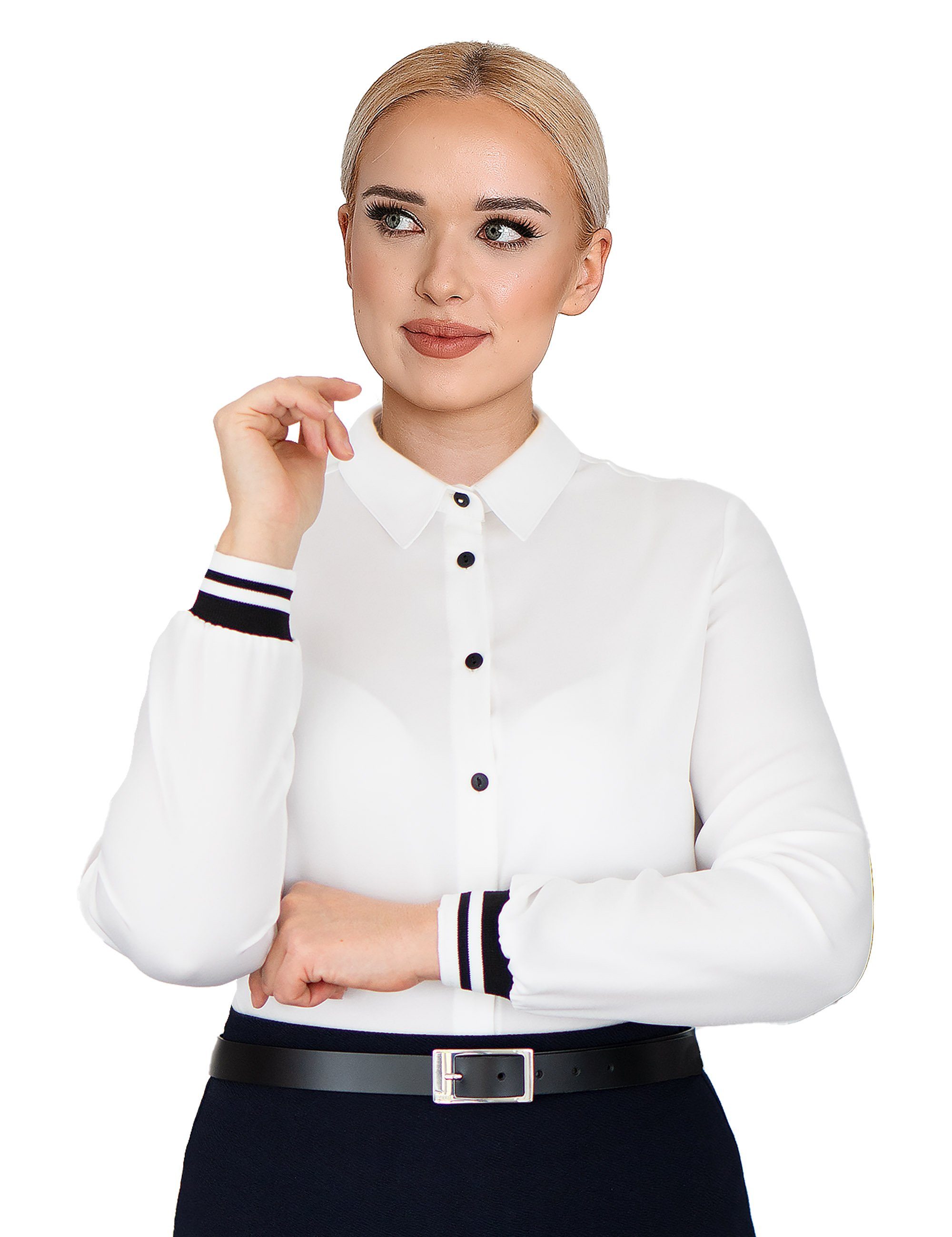 HEVENTON Hemdbluse mit Strickbündchen