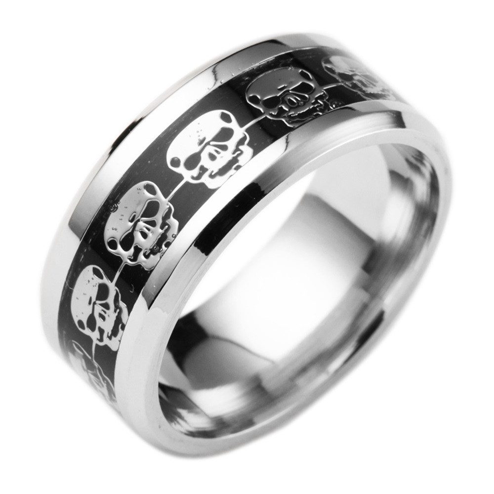 Eyecatcher Fingerring Edelstahlring mit Totenkopf Gothic Punk Hiop Hop Ring günstig online kaufen