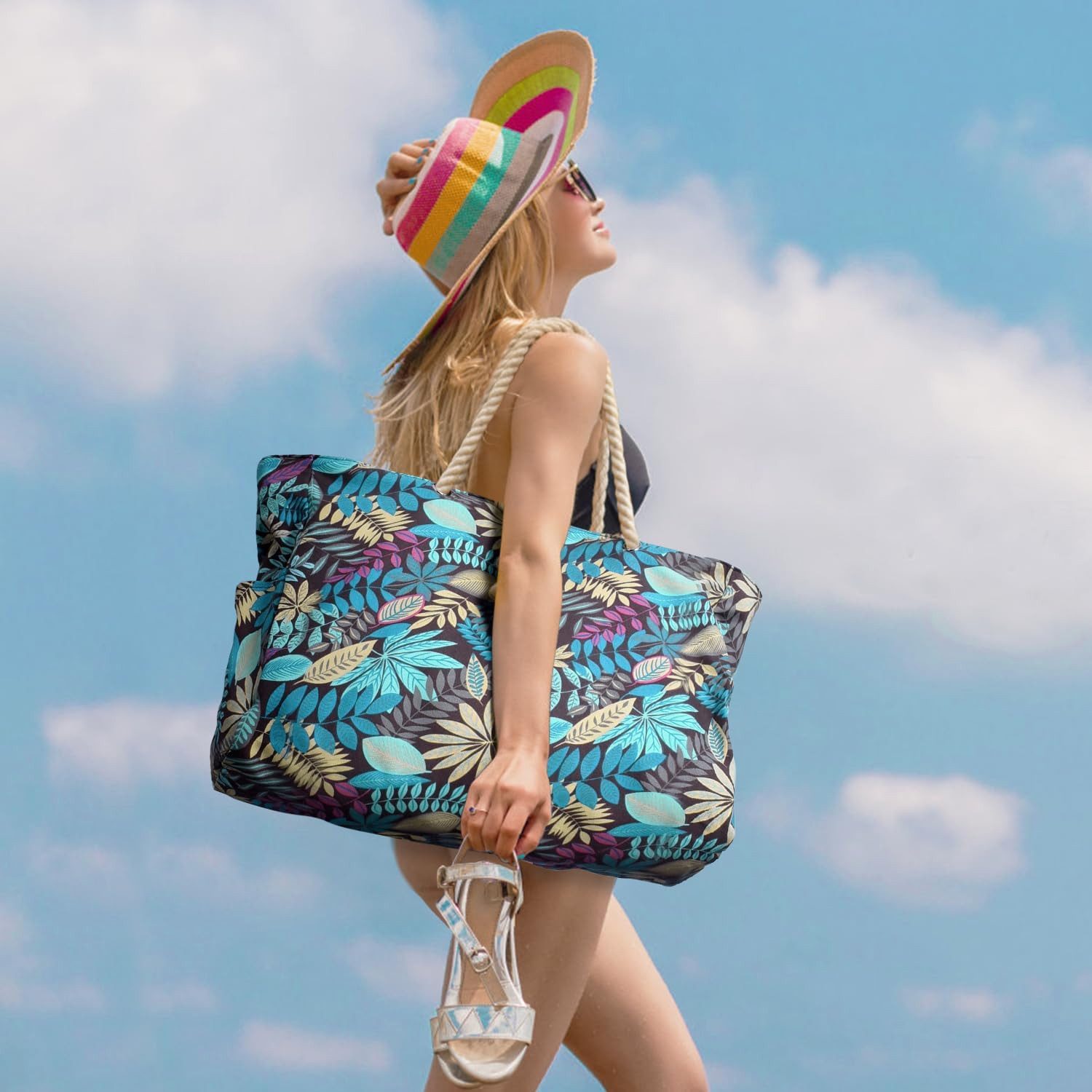 FELIXLEO Strandtasche "Strandtasche XXL Damen Faltbar mit Reißverschluss Tote Bag Einkauf (1-tlg)