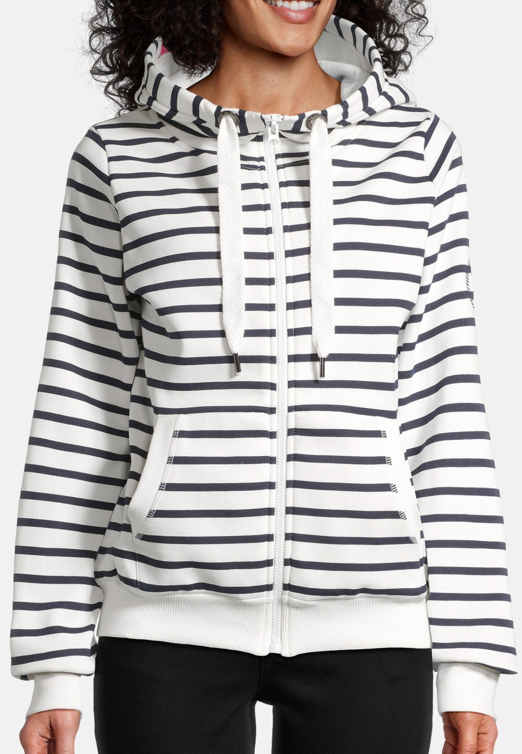 salzhaut Sweatjacke SÖÖTE - RINGEL Damen normale Passform weiche, bequeme Sweatjacke, Hoodiejacke, Indoorjacke zum Verlieben!