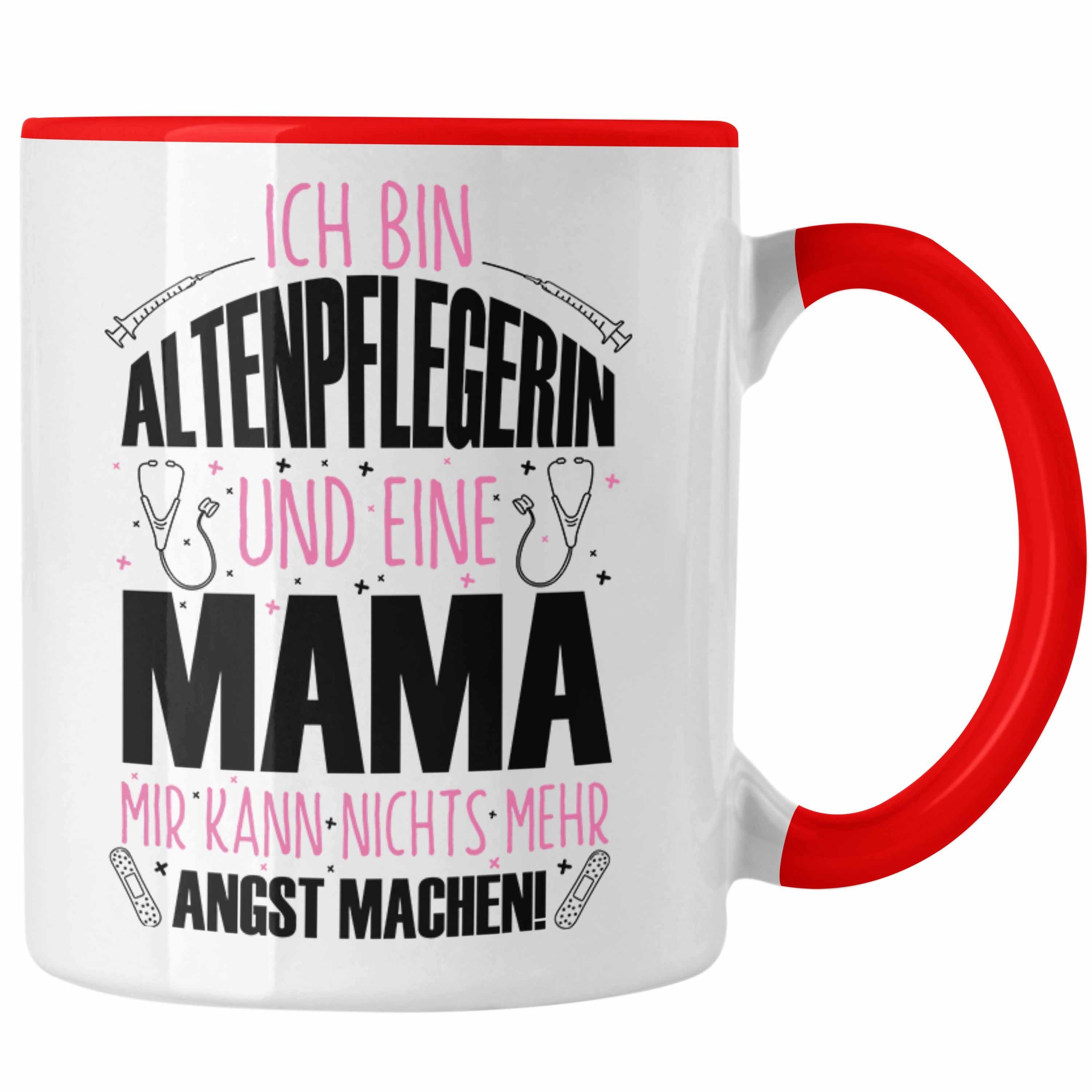 Trendation Tasse Altenpflegerin Tasse Geschenkidee für Mutter Lustiger Spruch Geschenk Rot