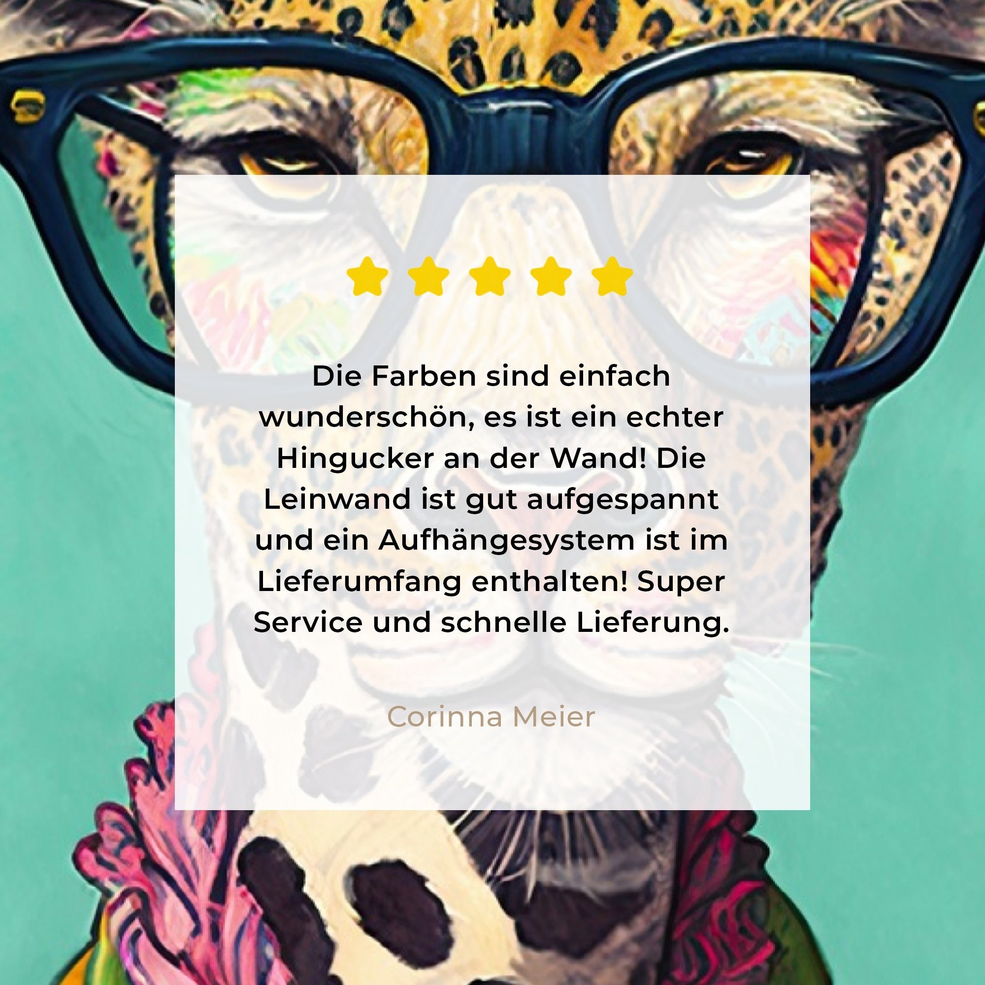 OneMillionCanvasses® Leinwandbild Blätter - Brille - Giraffe - Tiere - Design, Fotodruck (1 St), Wandbild, Deko Schlafzimmer Wohnzimmer Flur 20x20 cm – Bild 5 von 5