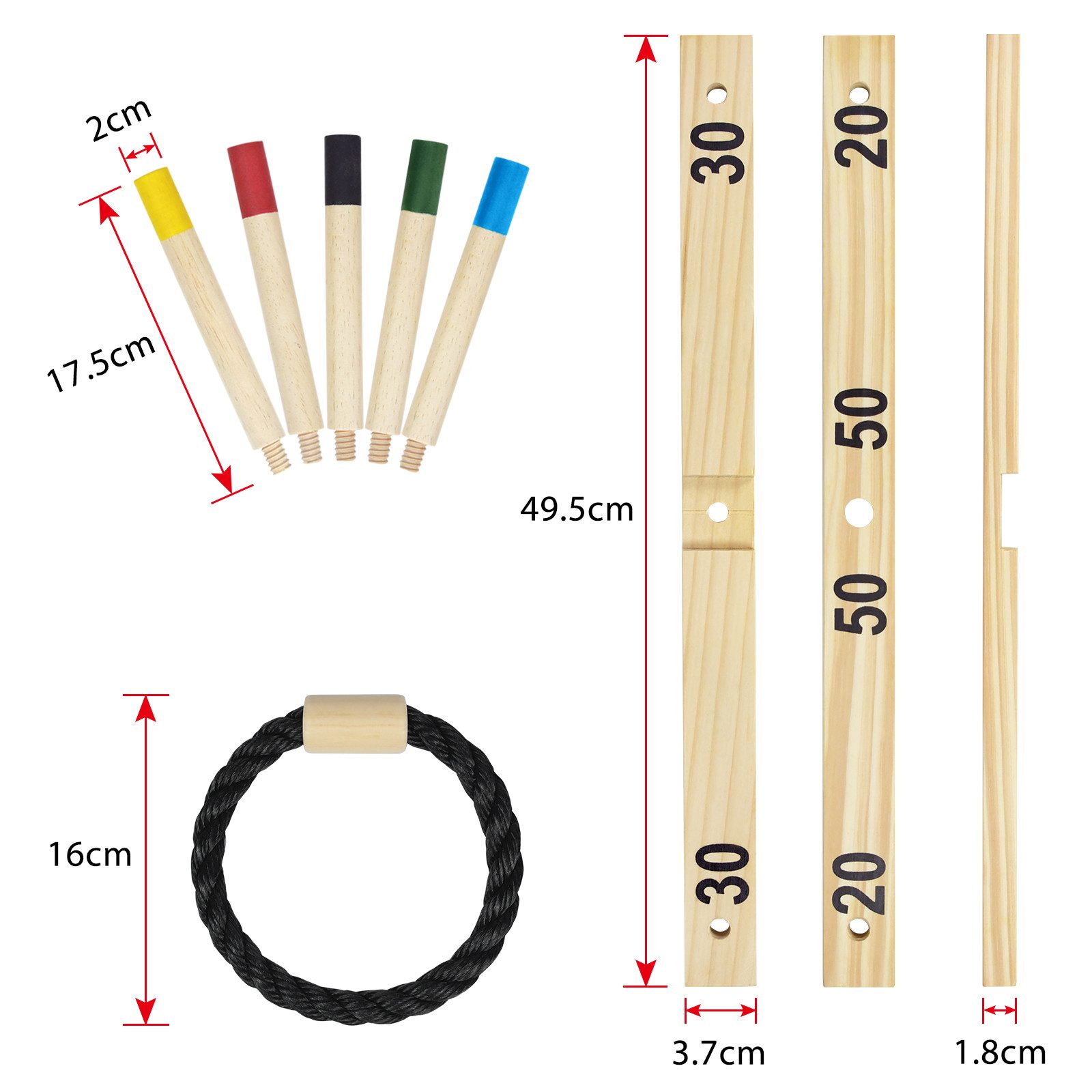 FIVMEN Spielturm-Spielzeugset Ringwurfspiel aus Holz Wurfspiel Set, (Indoor günstig online kaufen