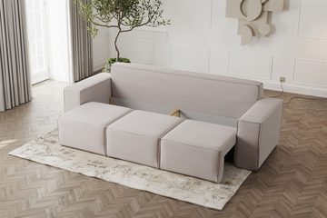 Fun Möbel 3-Sitzer Sofa Designersofa ESTELLE 3-Sitzer mit Schlaffunktion in Stoff, inkl. Bettkasten, Rücken echt bezogen