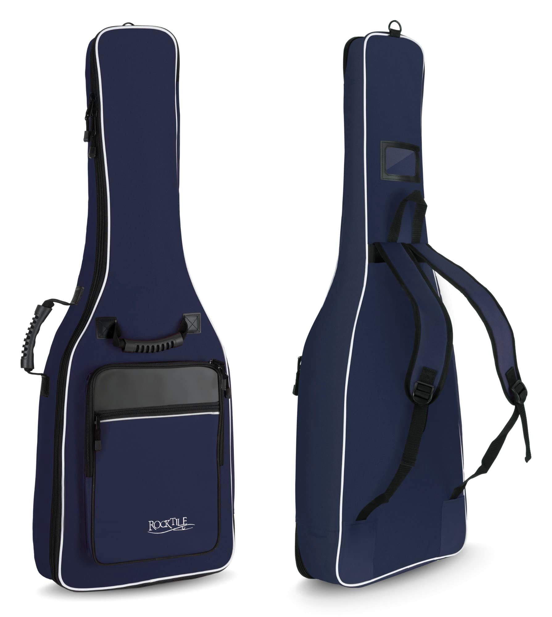 geformter 7/8-Größe Ergonomisch Gitarrentasche Komfort-Griff mit Polsterung, Fronttaschen Noten/Zubehör), (Gigbag inkl. für und Blau 2 Rocktile weicher 3/4 Klassik-Gitarrentasche