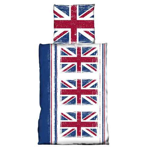 Bettwäsche England Flagge, One Home, Mikrofaser, 2 teilig, Union Jack Vintage