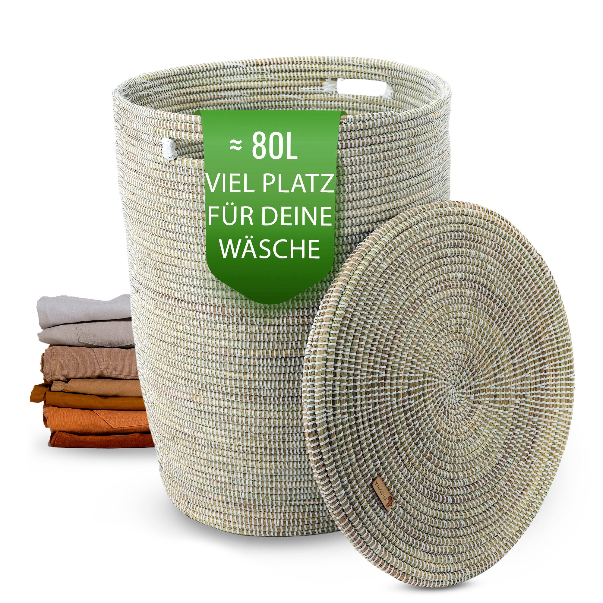 YAADU Wäschekorb mit flachem Deckel 80L günstig online kaufen