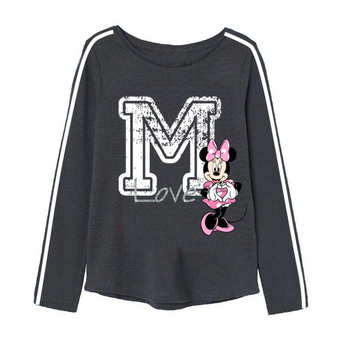 Disney Minnie Mouse Langarmshirt Minnie Maus Kinder Mädchen Shirt Gr. 104 bis 134 100% baumwolle Rosa oder Grau