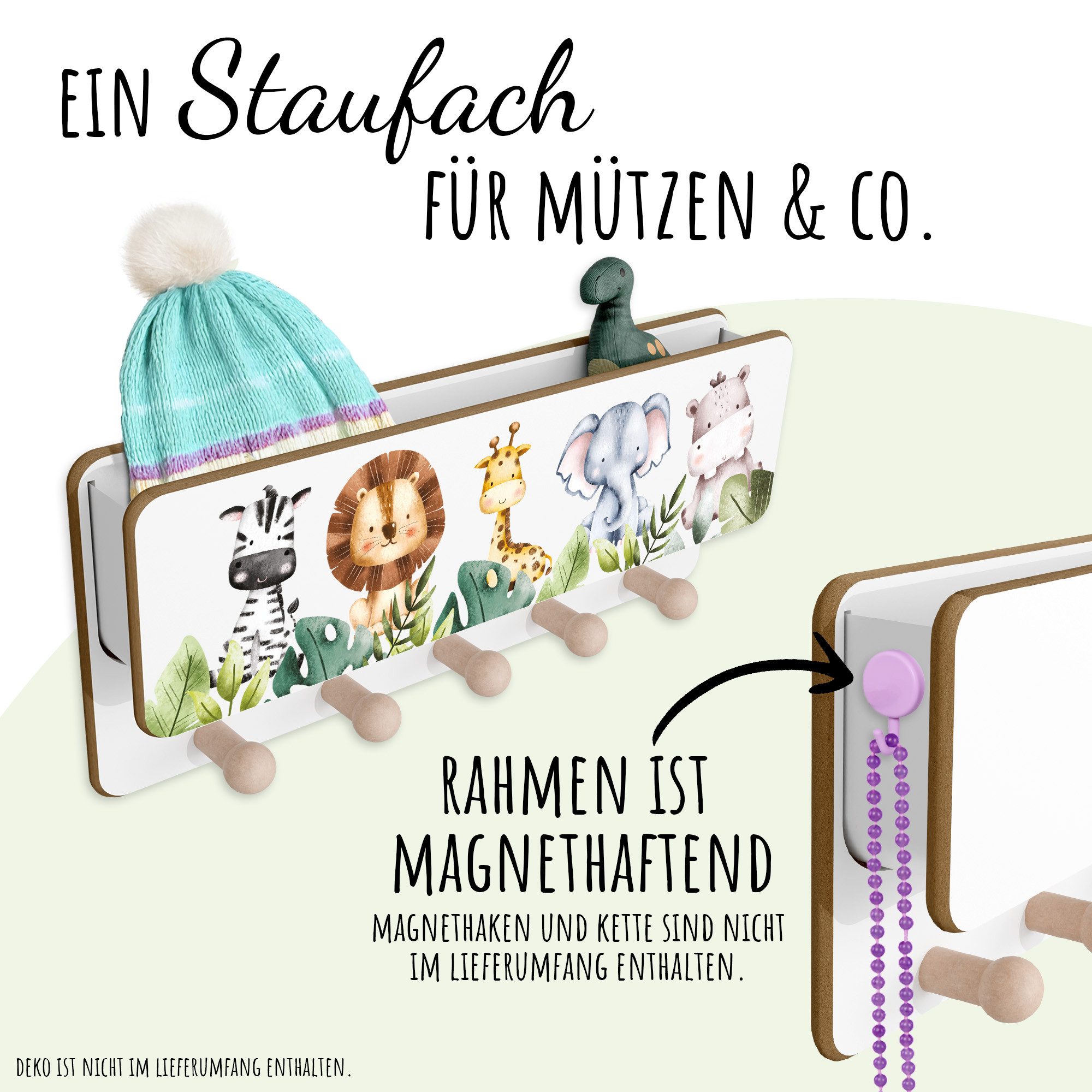 Holzura Kinderregal Kindergarderobe aus Holz mit Ablage und magnethaftendem günstig online kaufen