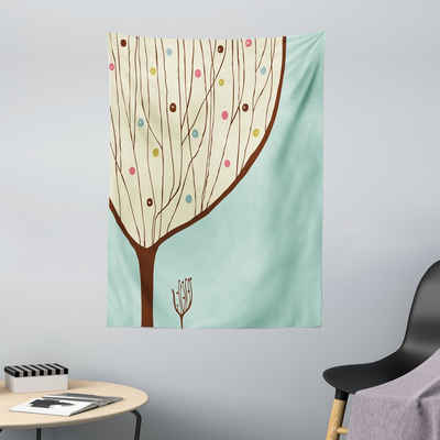 Wandteppich aus Weiches Mikrofaser Stoff Für das Wohn und Schlafzimmer, Abakuhaus, rechteckig, Moderne Kunst Aqua Hand gezeichnet Baum