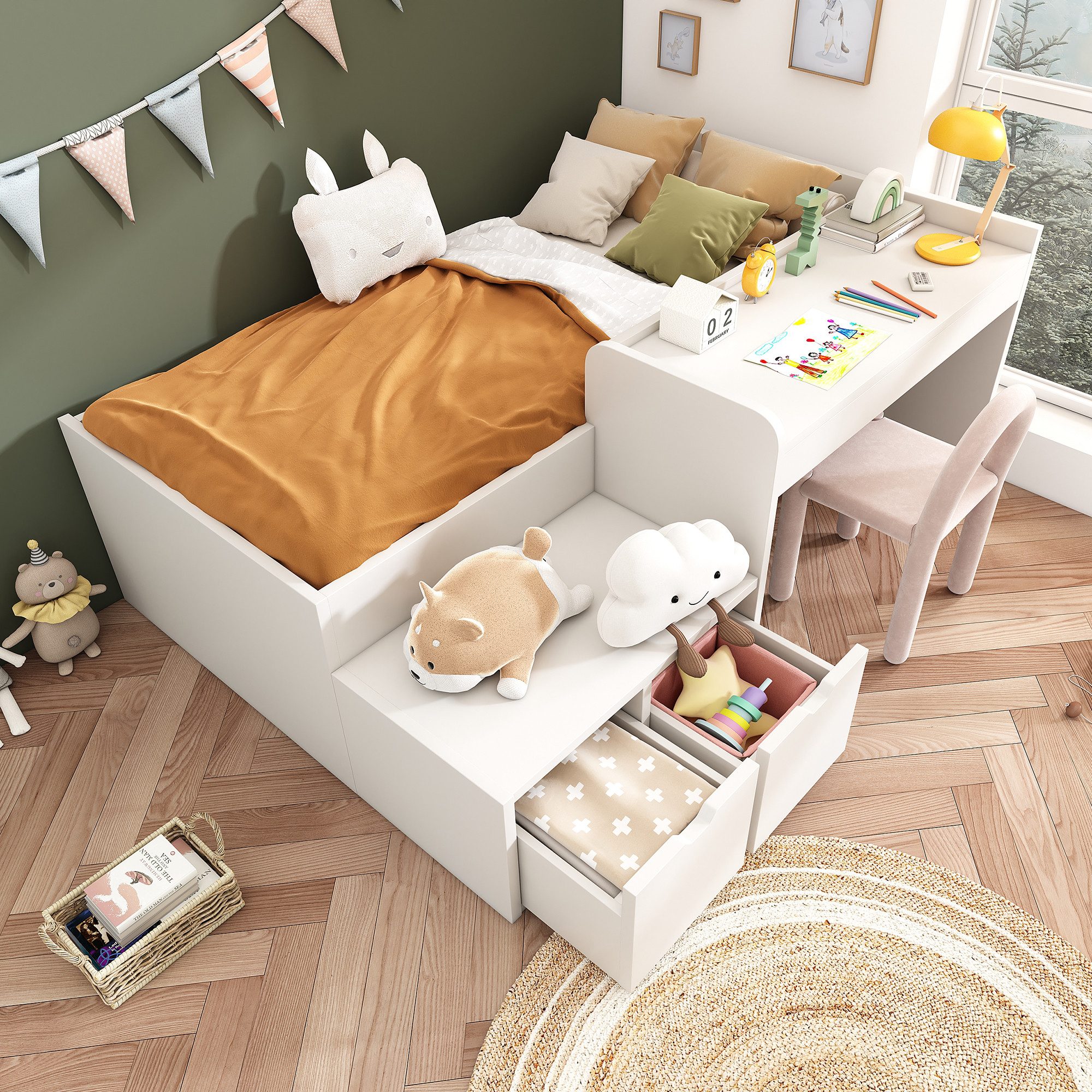 Flieks Kinderbett, Massivholzbett Einzelbett 90x200cm mit günstig online kaufen