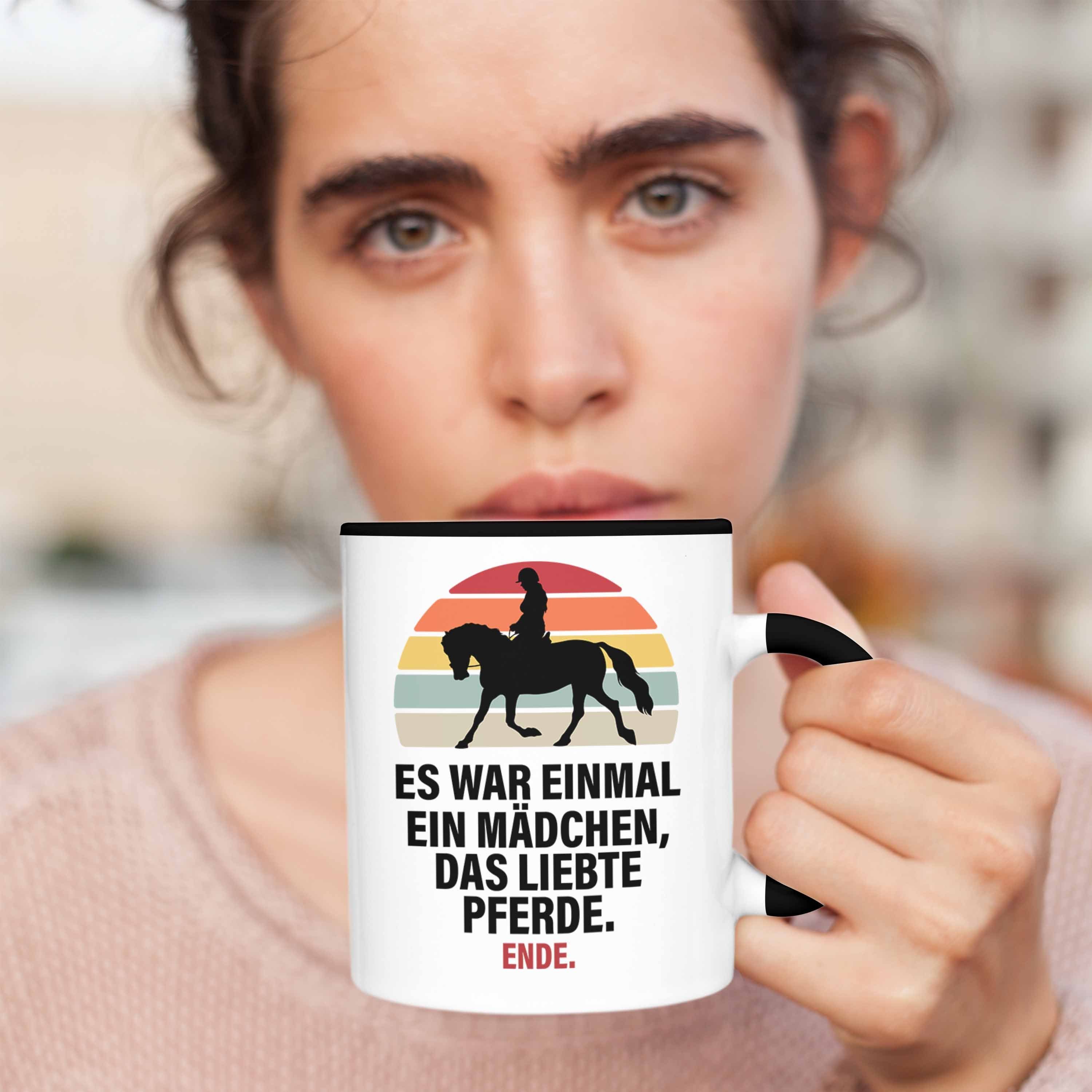 Tasse Trendation Geschenk Schwarz Tasse Mädchen Pferde Reiterin Pferde Geschenke Lustig Trendation - Pferdeliebhaber