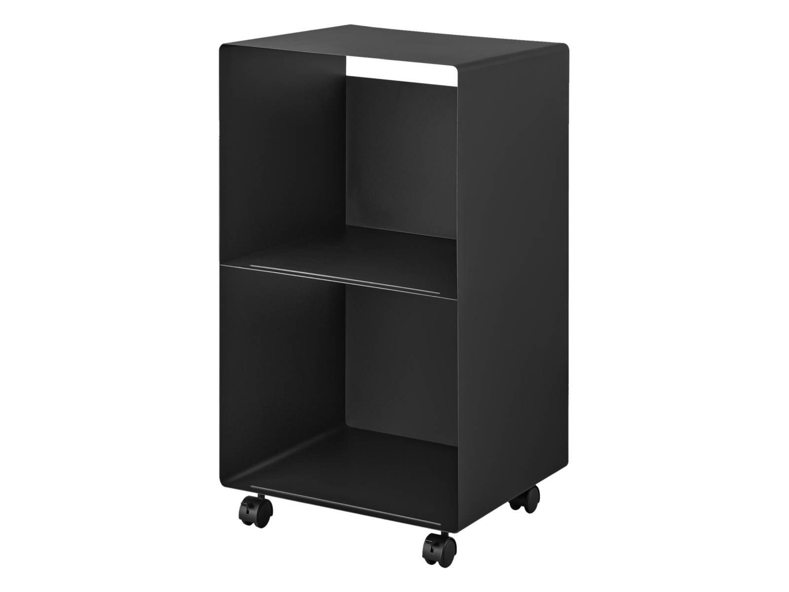 Yamazaki Regal Tower Schallplattenregal 2 Ebenen Metall Aufbewahrung Ständer, - 1-tlg., 2 Ebenen, 4 Rollen, Stellfläche für das Cover der aufgelegten Platte